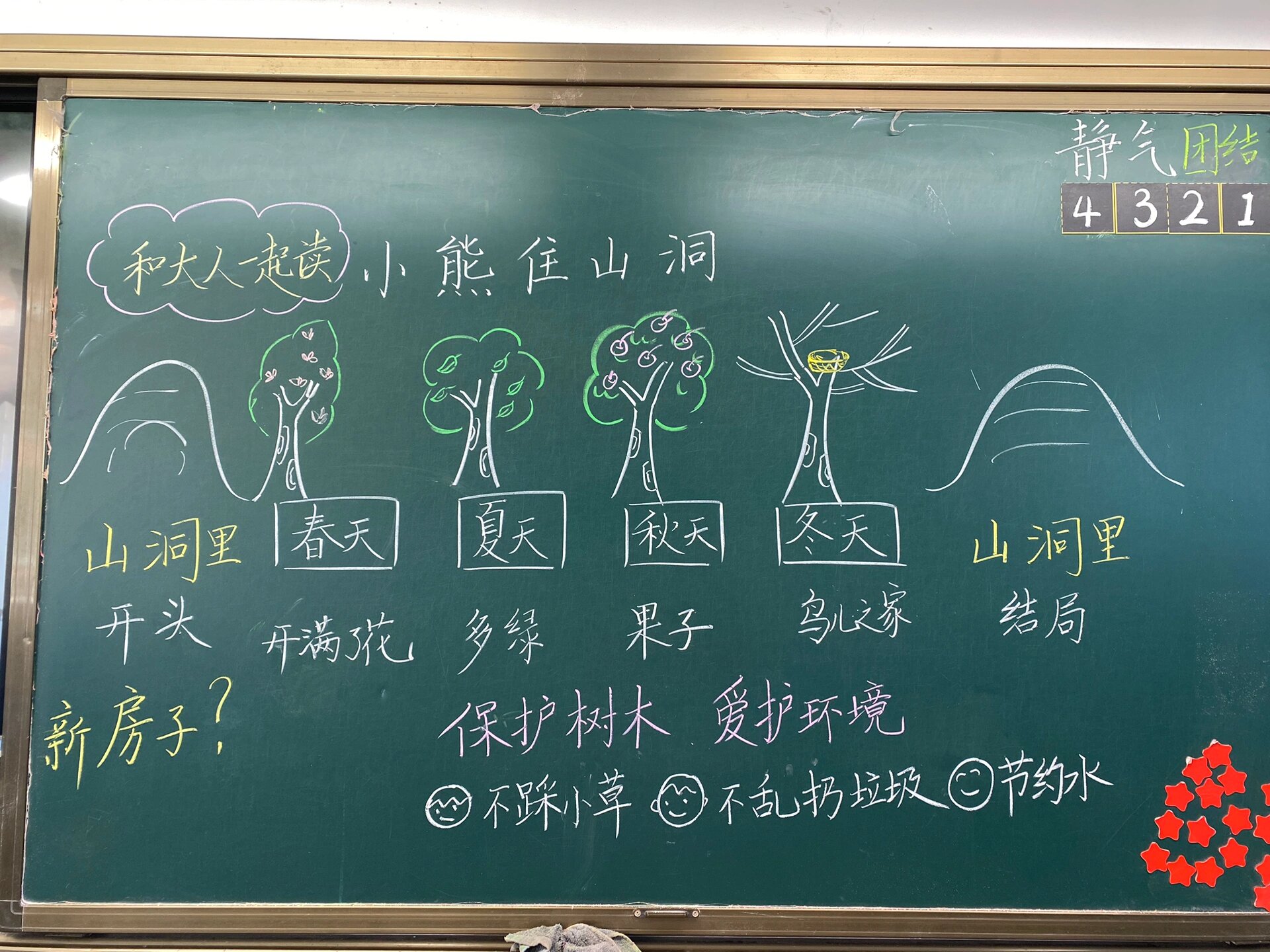 《小熊住山洞》板书设计