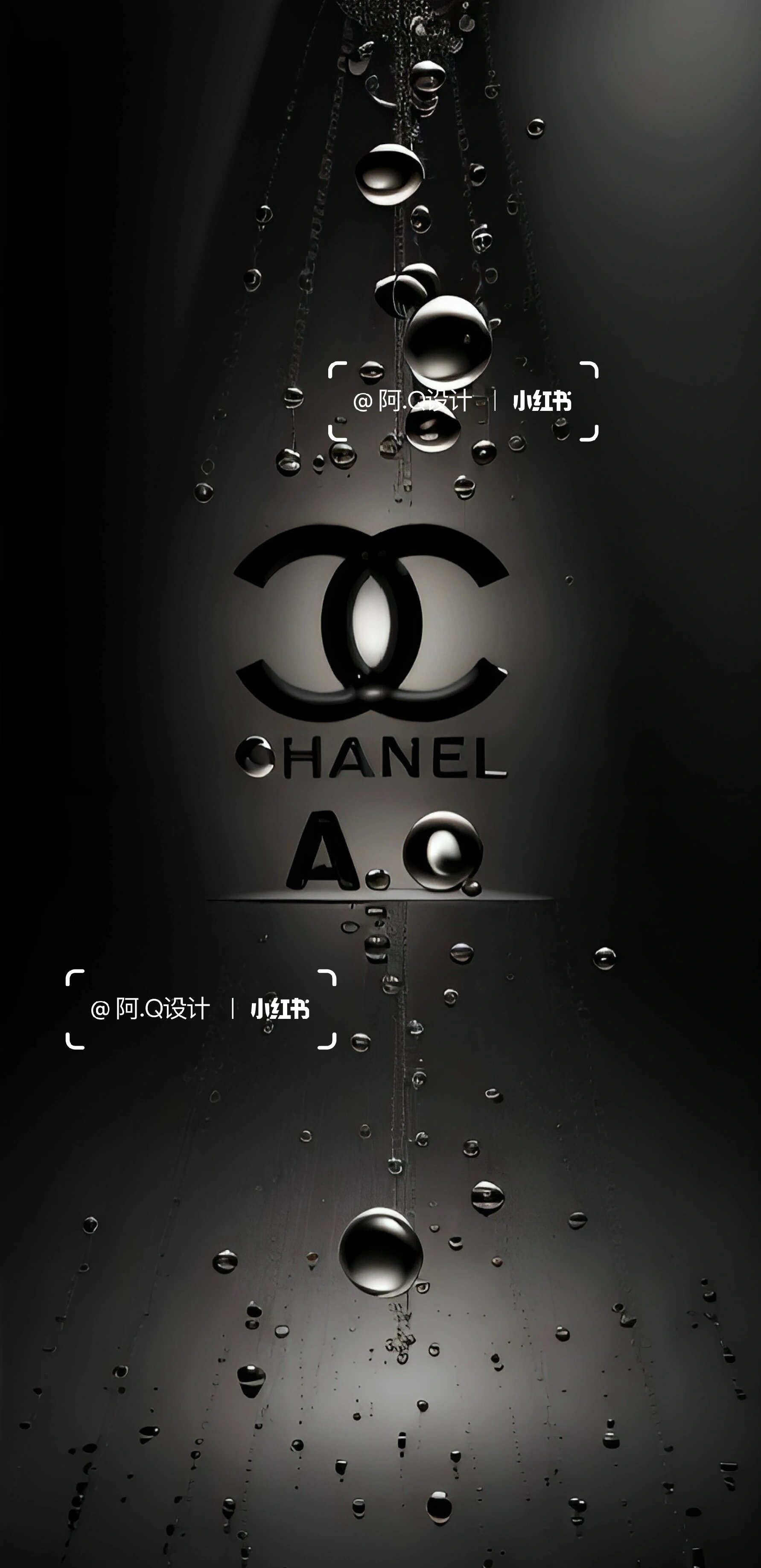 水珠高级黑香奈儿超清壁纸,太酷