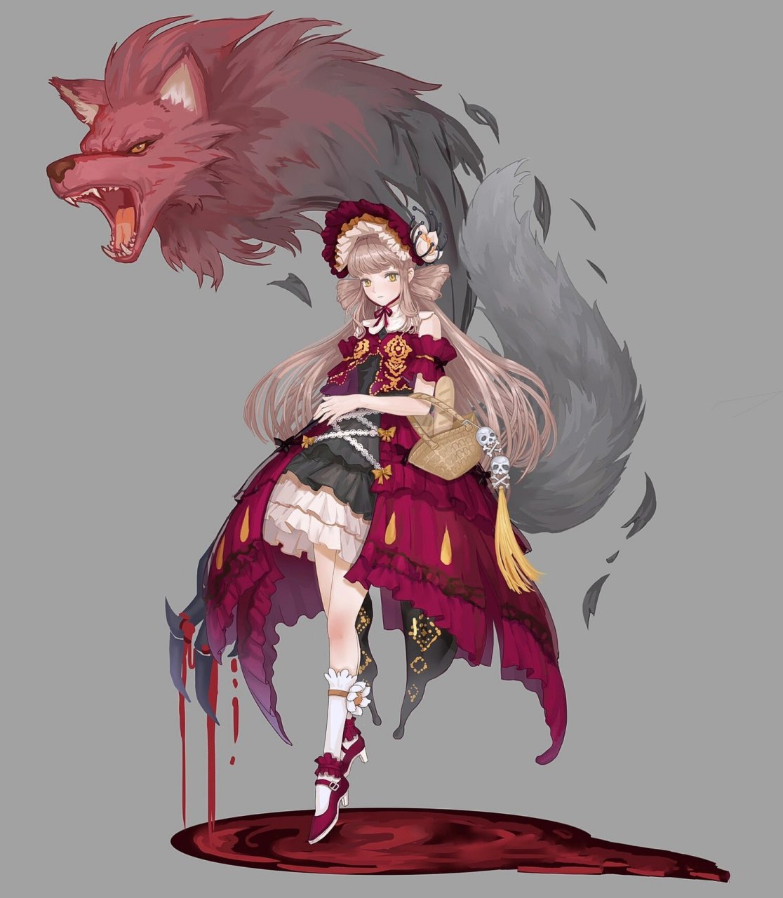 黑暗童话|小红帽|狼来了|格林童话黑化版 发一下上年画的黑化版小红帽