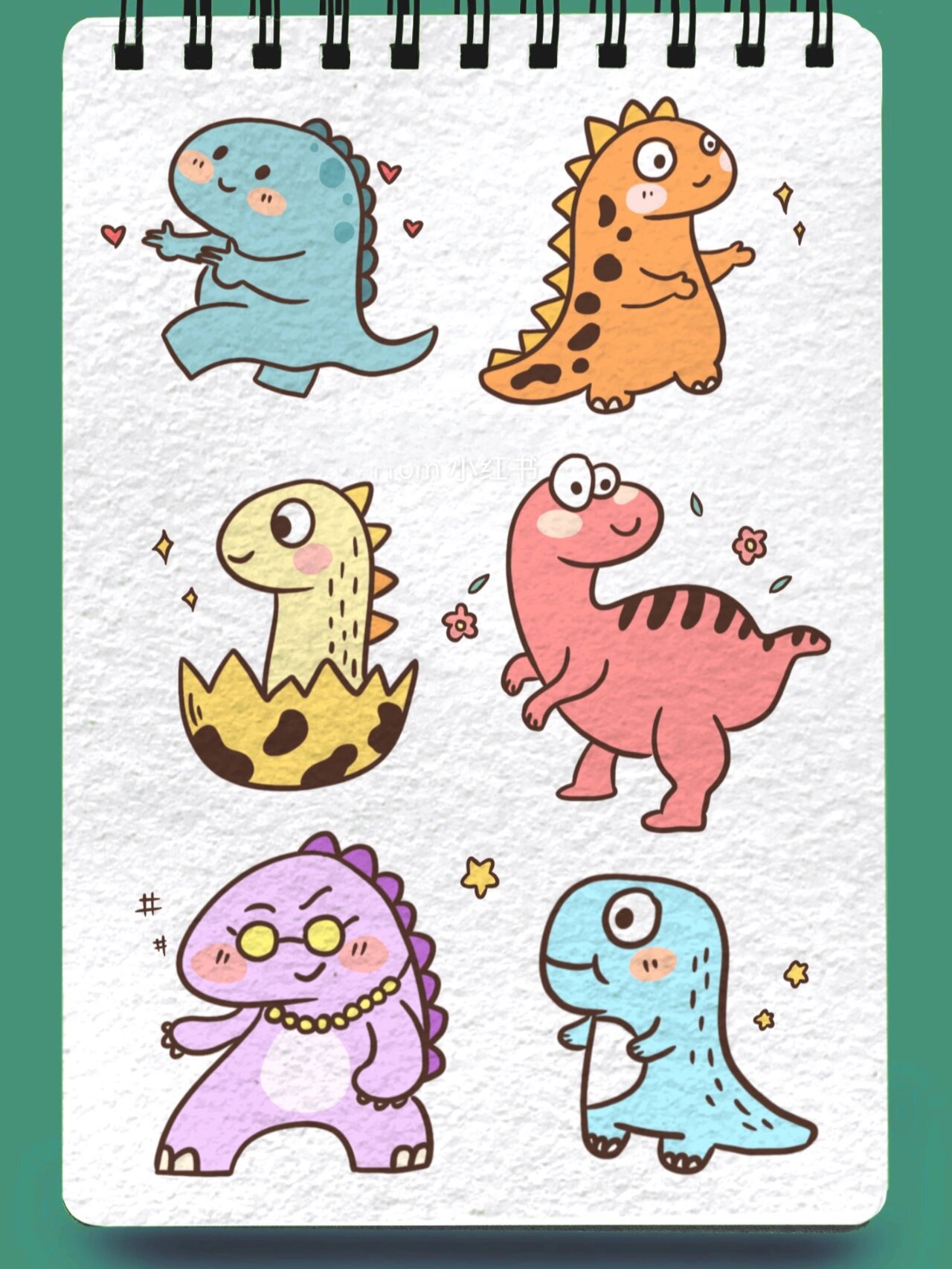 卡通大小恐龙简笔画零基础画画可爱动物怪兽