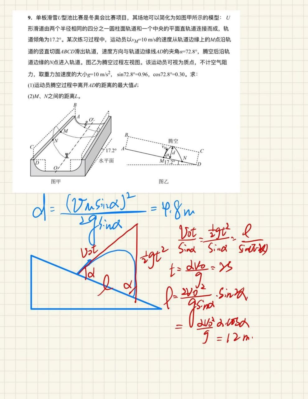 斜面抛体运动图片