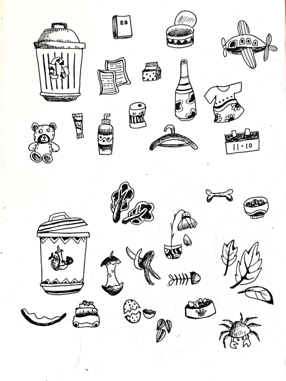 【简笔画系列】—垃圾分类 我们这边实施垃圾分类～先画两个系列