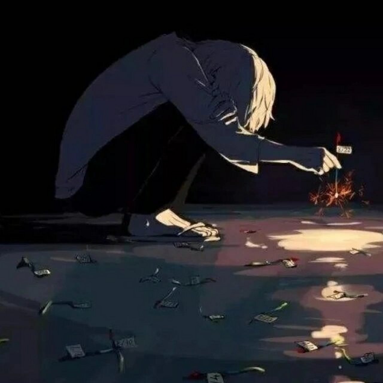 卡通动漫头像抑郁头像伤感图灰色黑色图片 卡通动漫丧系图