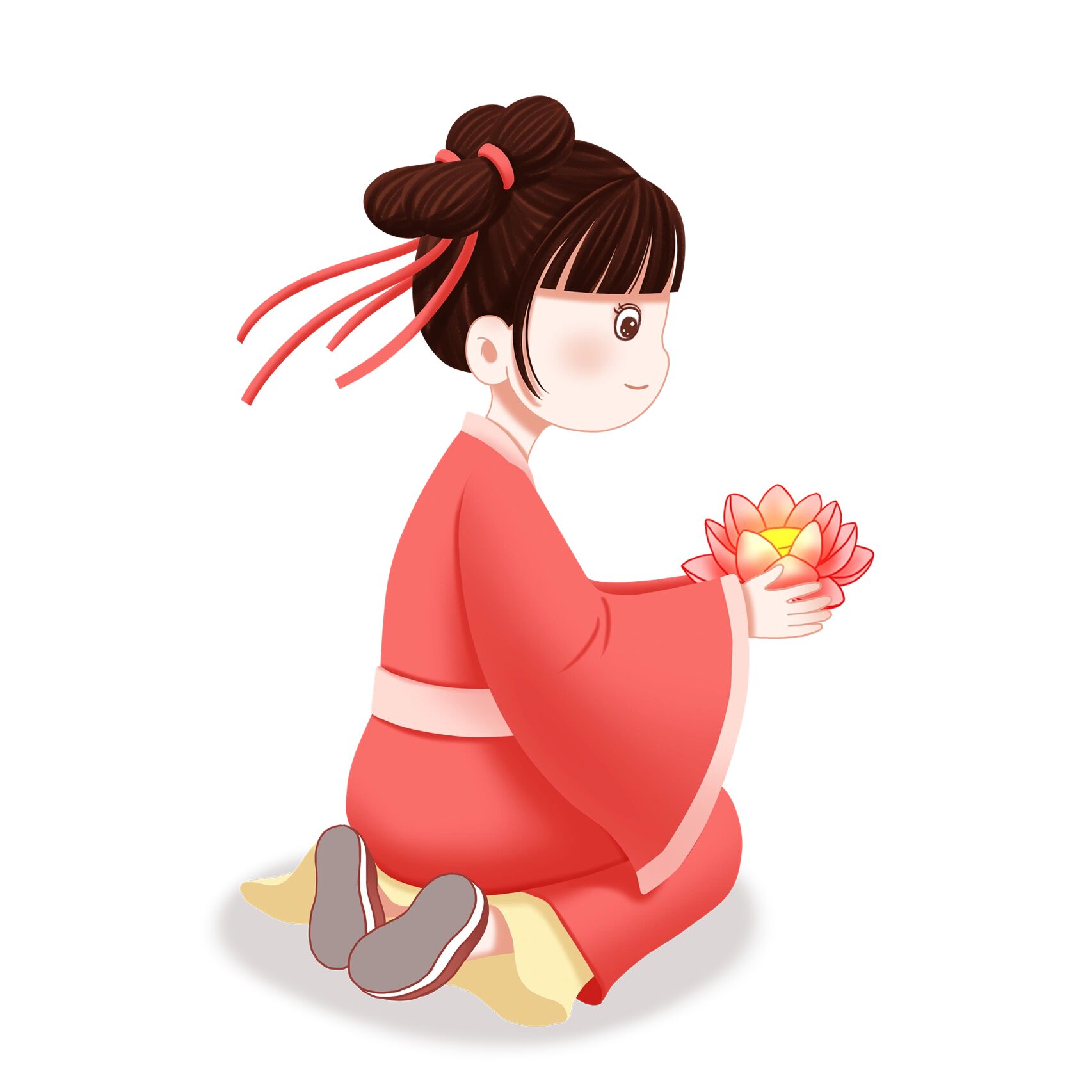 中元节放灯笼放河灯免抠元素