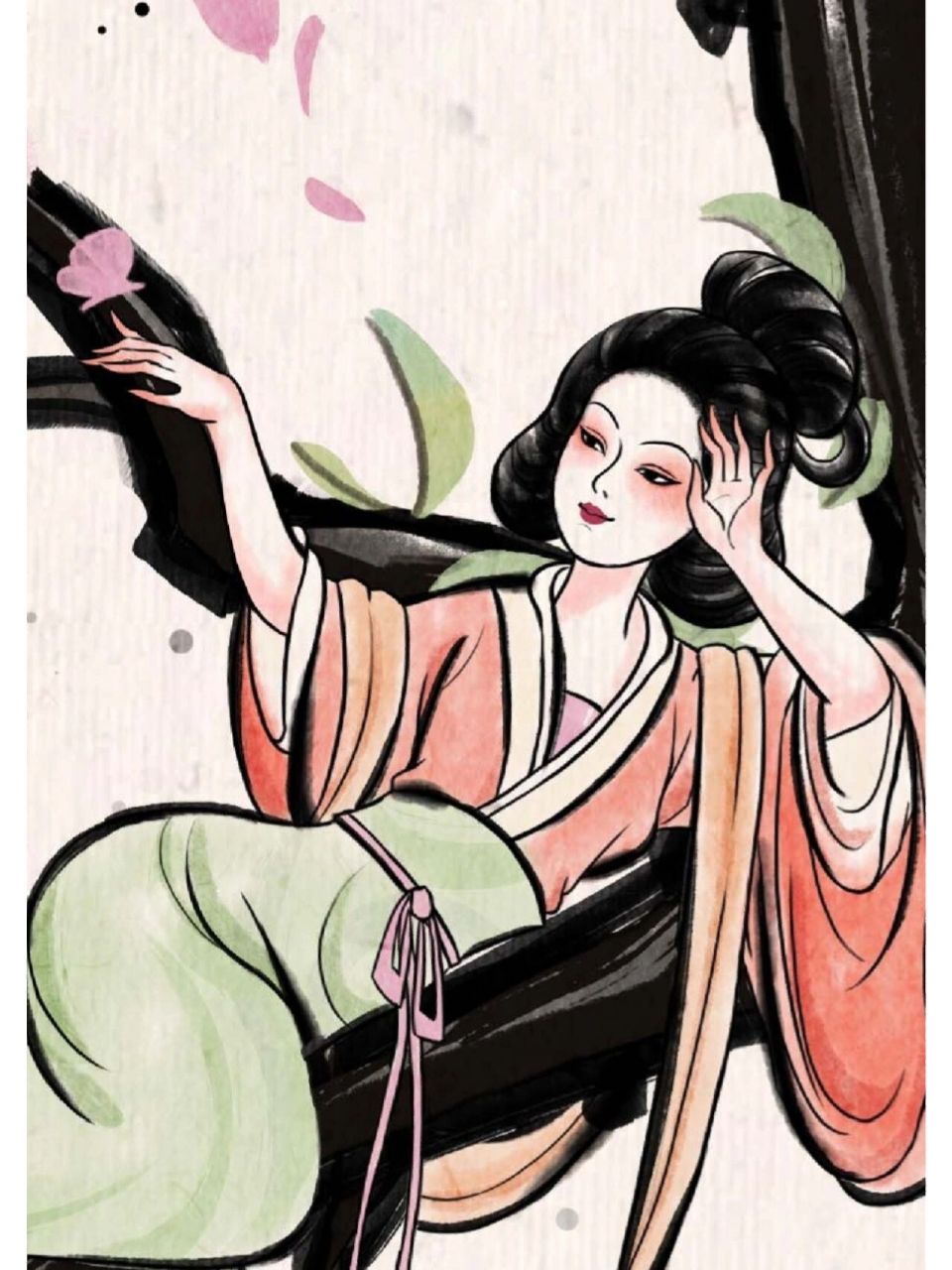 国风插画 | 十二花神-桃花94 十二月令,十二花神,三月桃花,喜结良缘