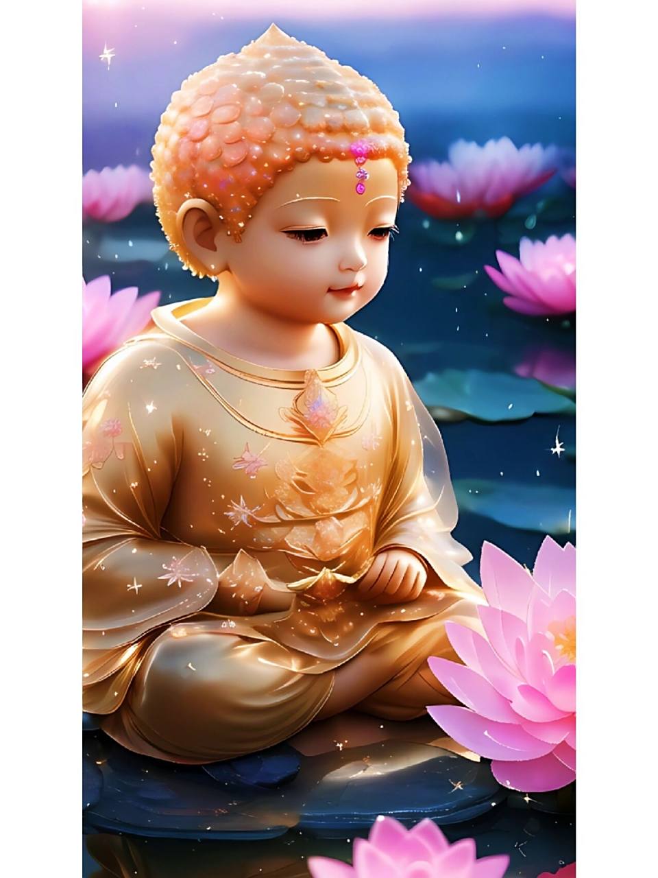 可爱的小孩佛手机壁纸