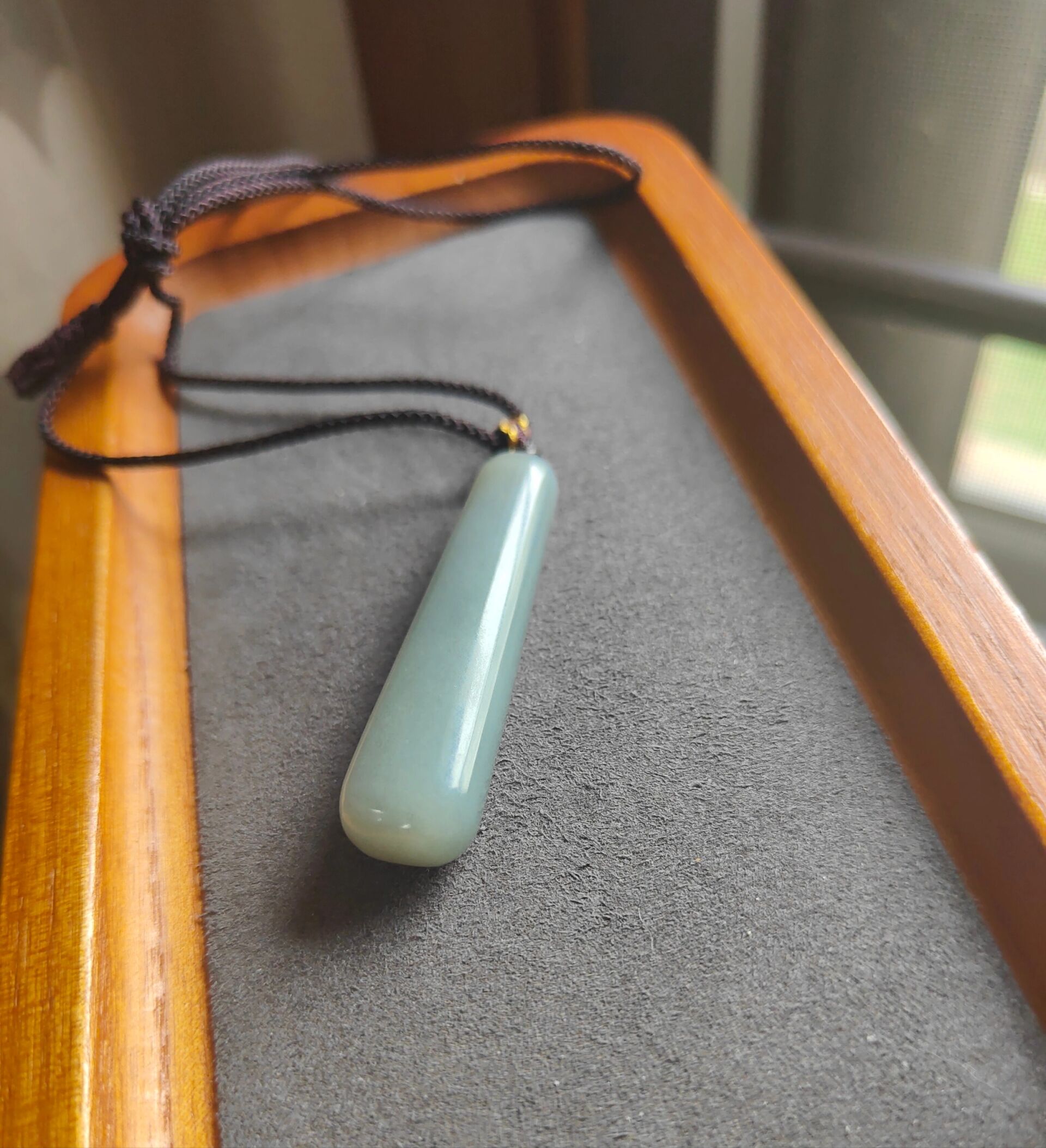 和田玉俄料碧玉瓷蓝老料长条吊坠平安无事牌 和田玉俄料碧玉瓷蓝老料