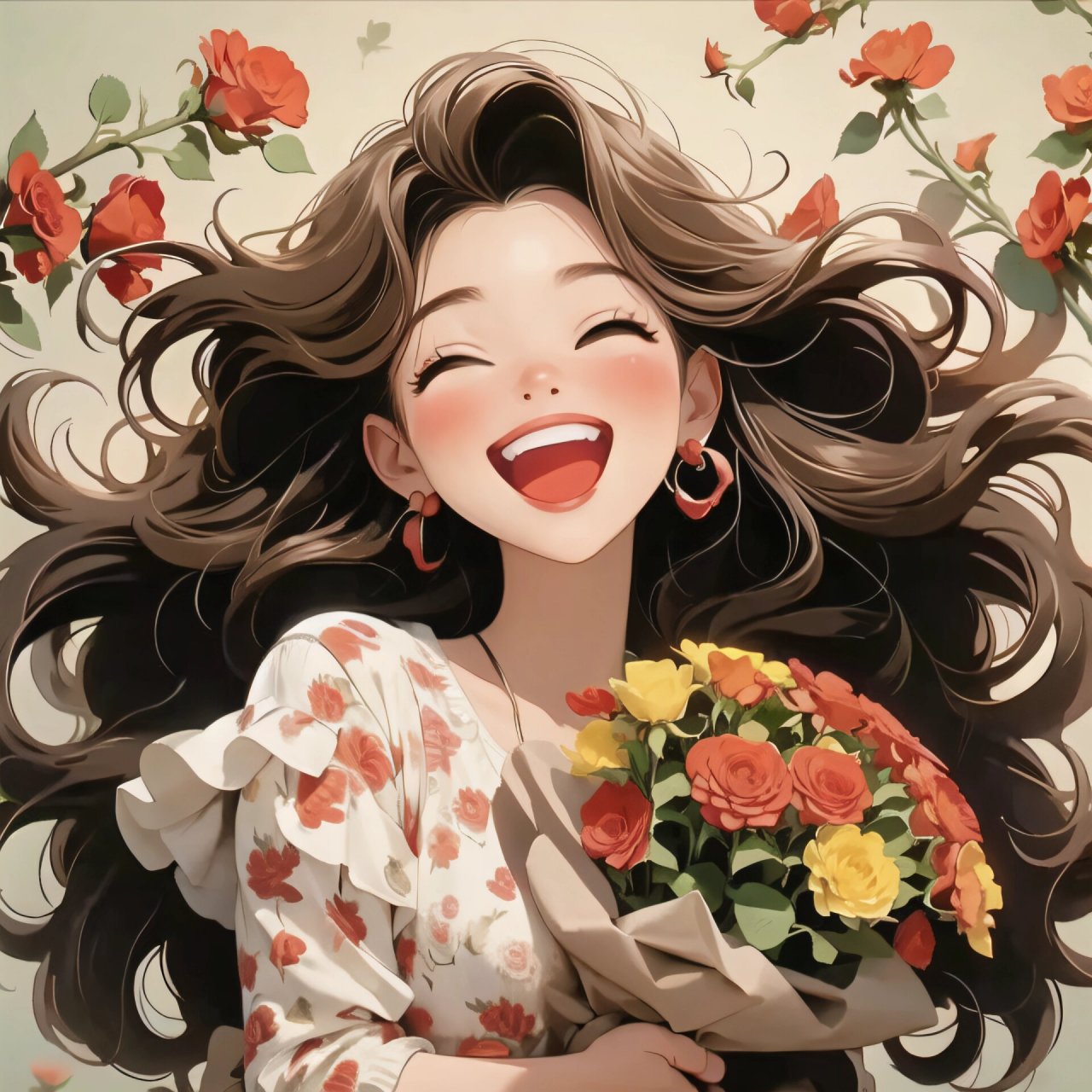 女生头像 抱花系列之玫瑰花(情侣版) 可自行组合哦