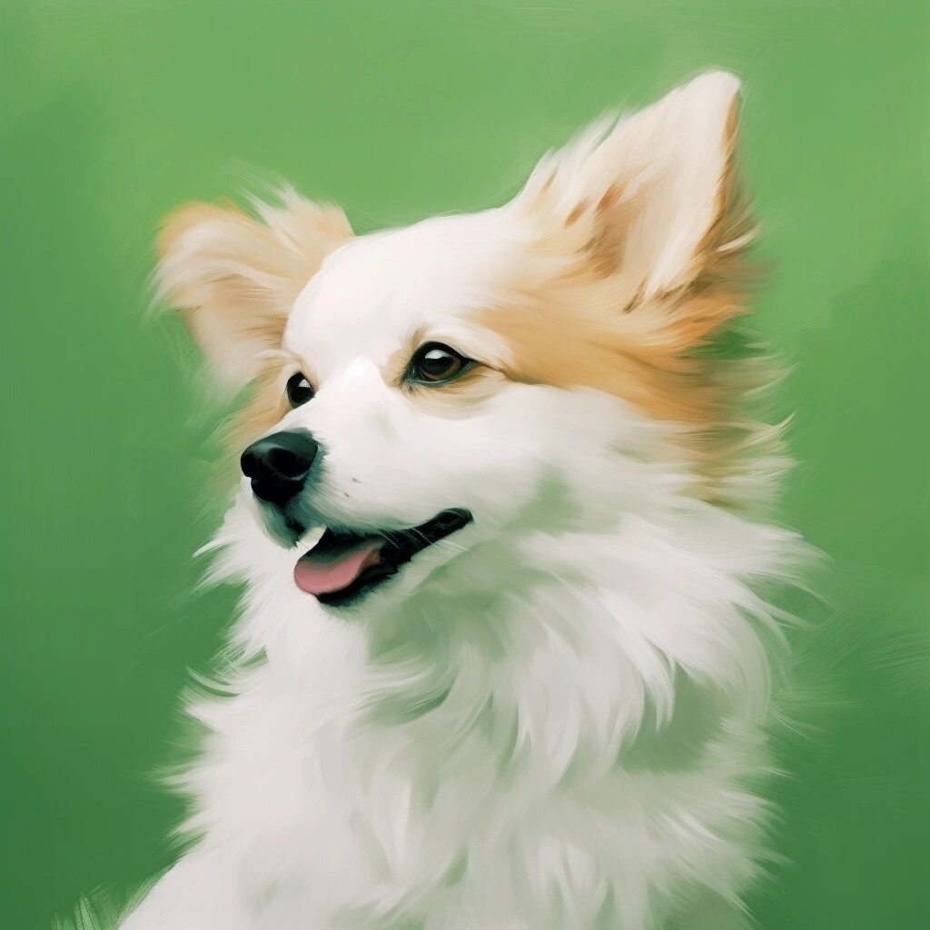 柯基油画绿色系小狗头像92