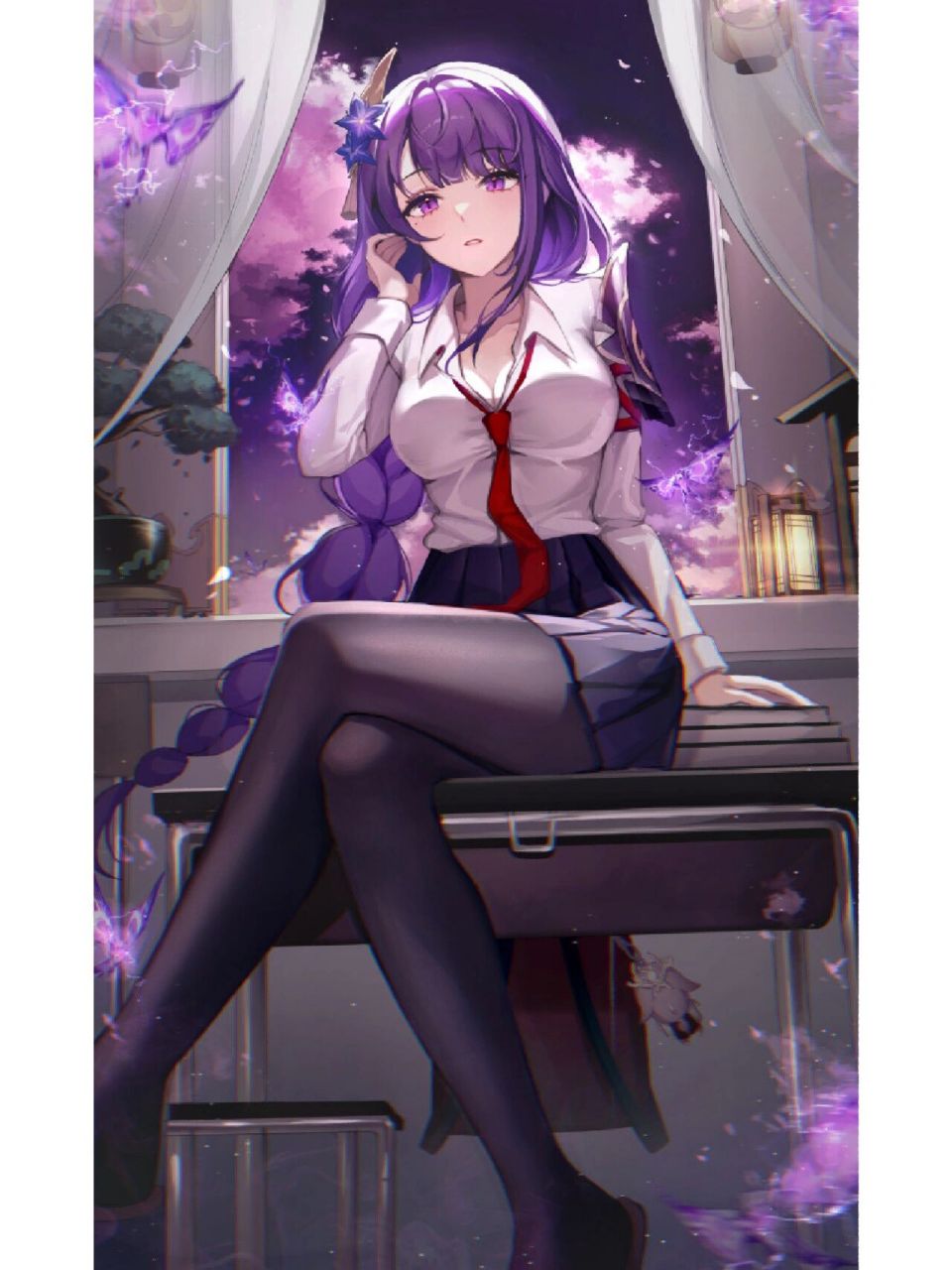 二次元美图|《原神》雷电将军 作品整理自pixiv,侵