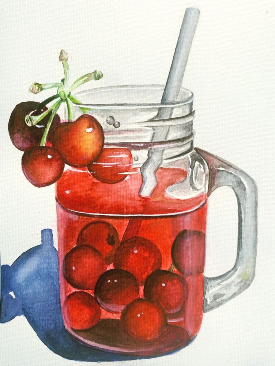 果汁水彩 #樱桃水彩##果汁水彩##水彩##樱桃汁##玻璃水彩