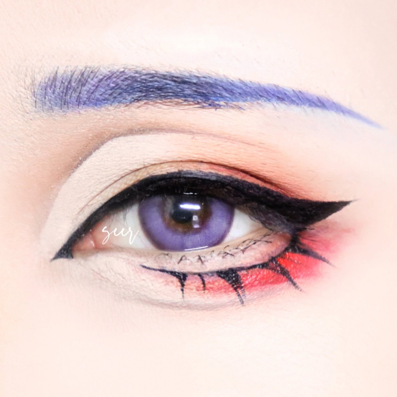 原神散兵cos眼妆分享 con:香芋紫 下睫毛翻车啦 推荐各位用自然款下