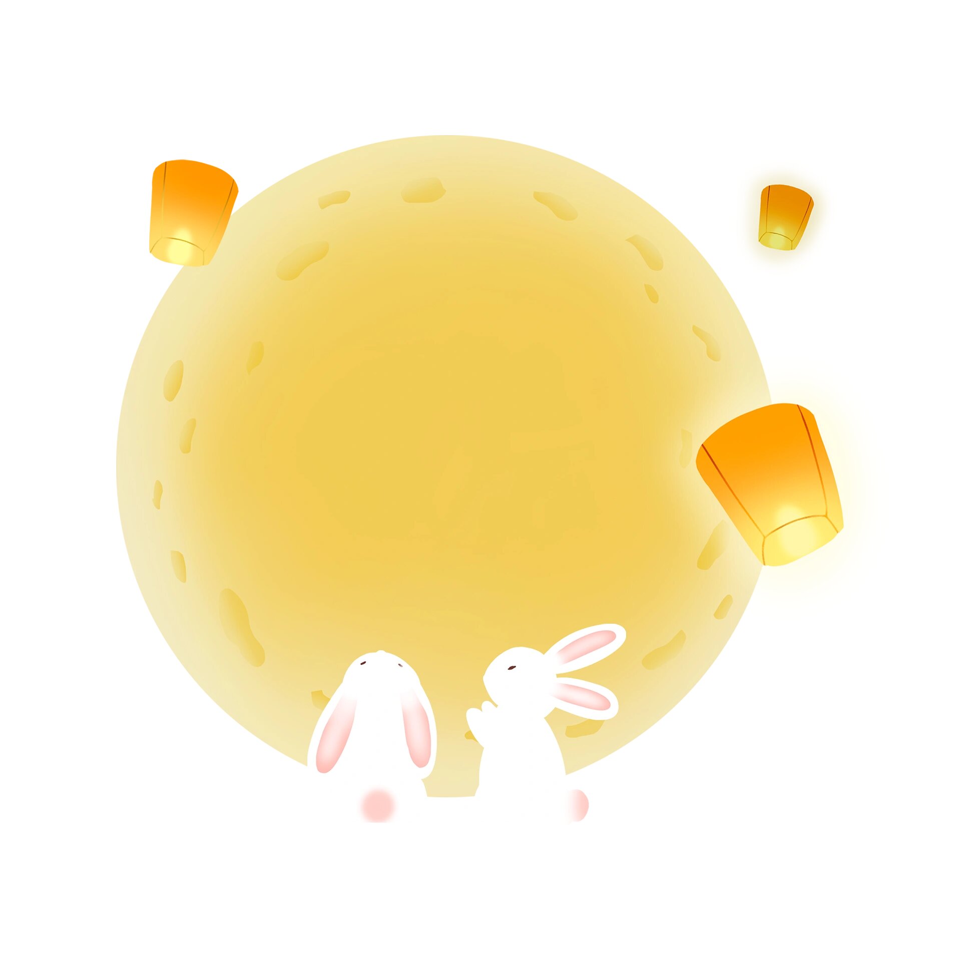 中秋🥮卡通月亮🌕png免抠素材 🌈今日分享 	 🌕中秋节边框