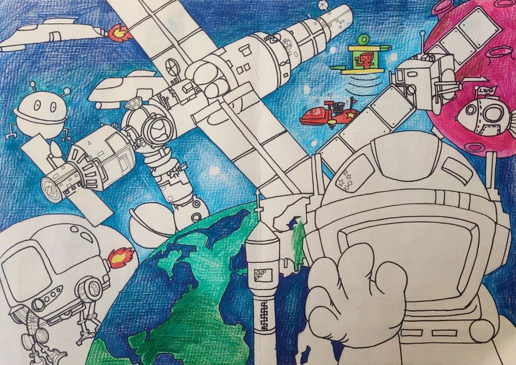 科技主题画(儿童创意绘画) 画一张关于科技主题的画带我的学生去参赛