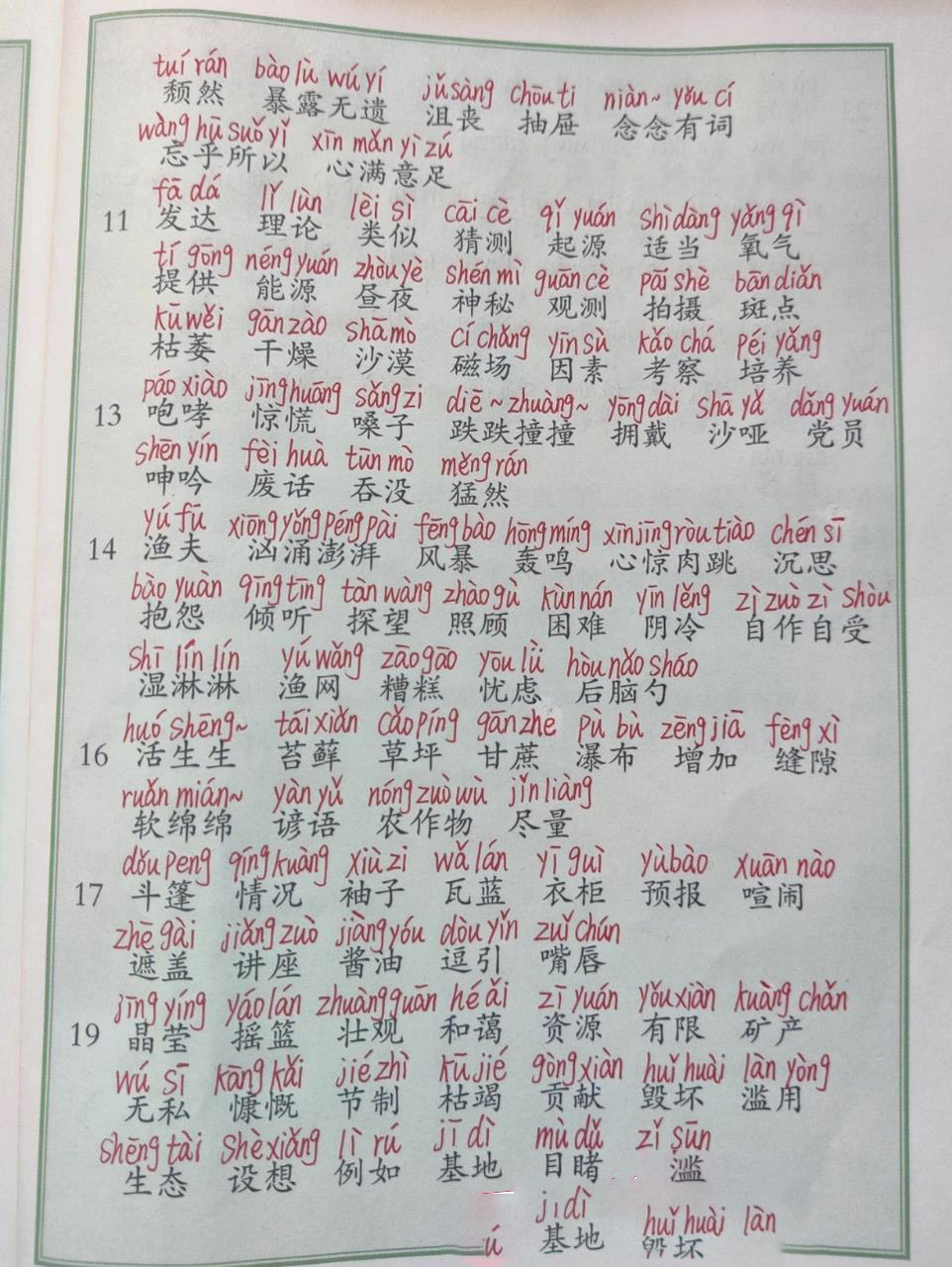 课堂笔记 | 六年级上册语文 词语表注音 六年级上册语文词语表 注音