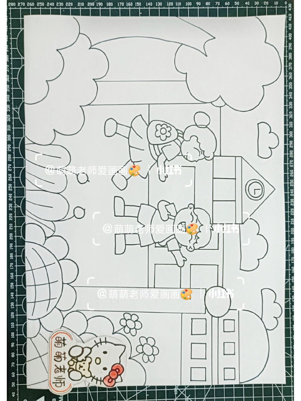一起去上幼儿园,幼小衔接主题儿童画,参观小学日记,小学欢迎你绘画