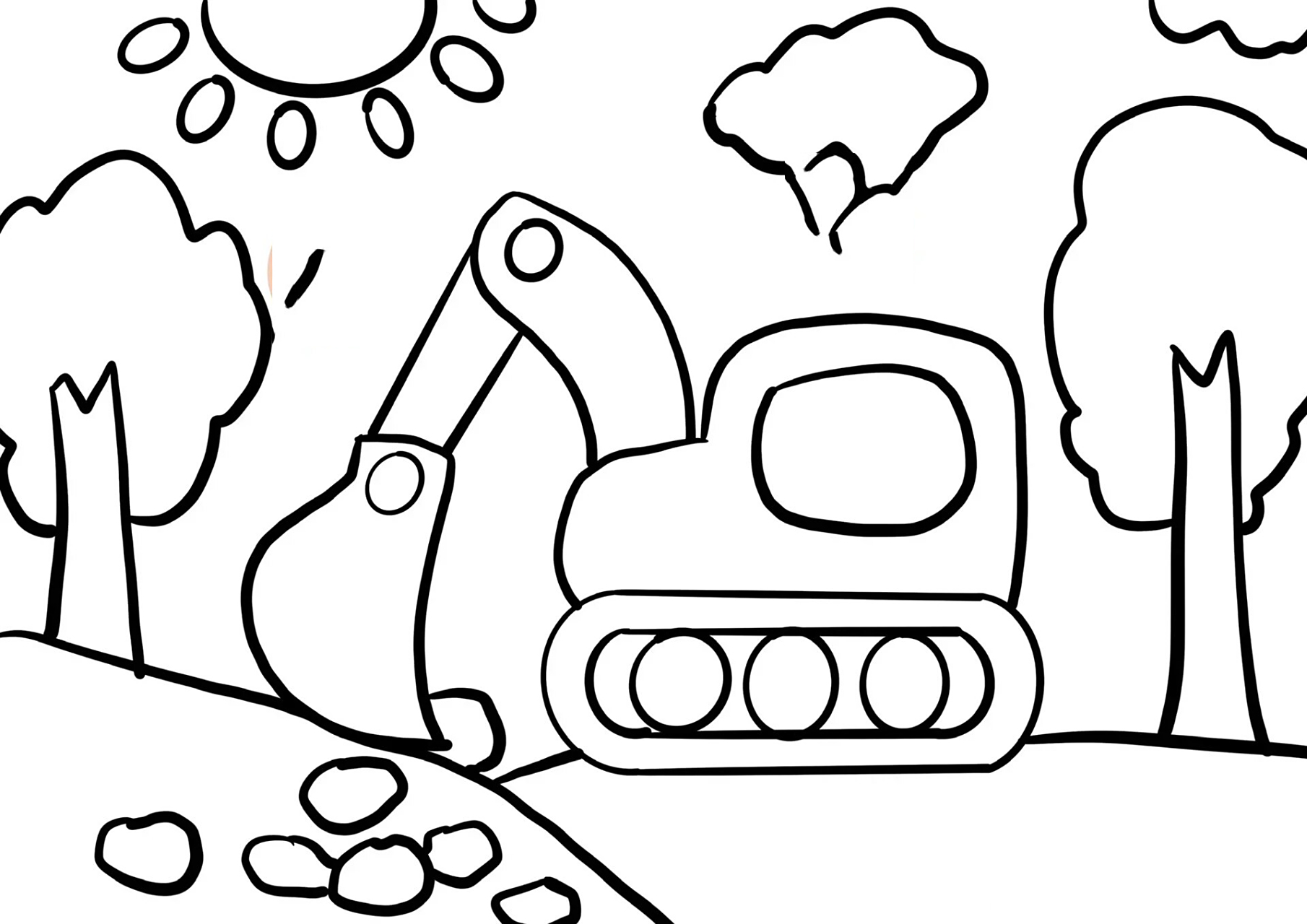 挖掘机儿童创意画(附线稿) #画画的日常# #简笔画# #画画的日常# #儿