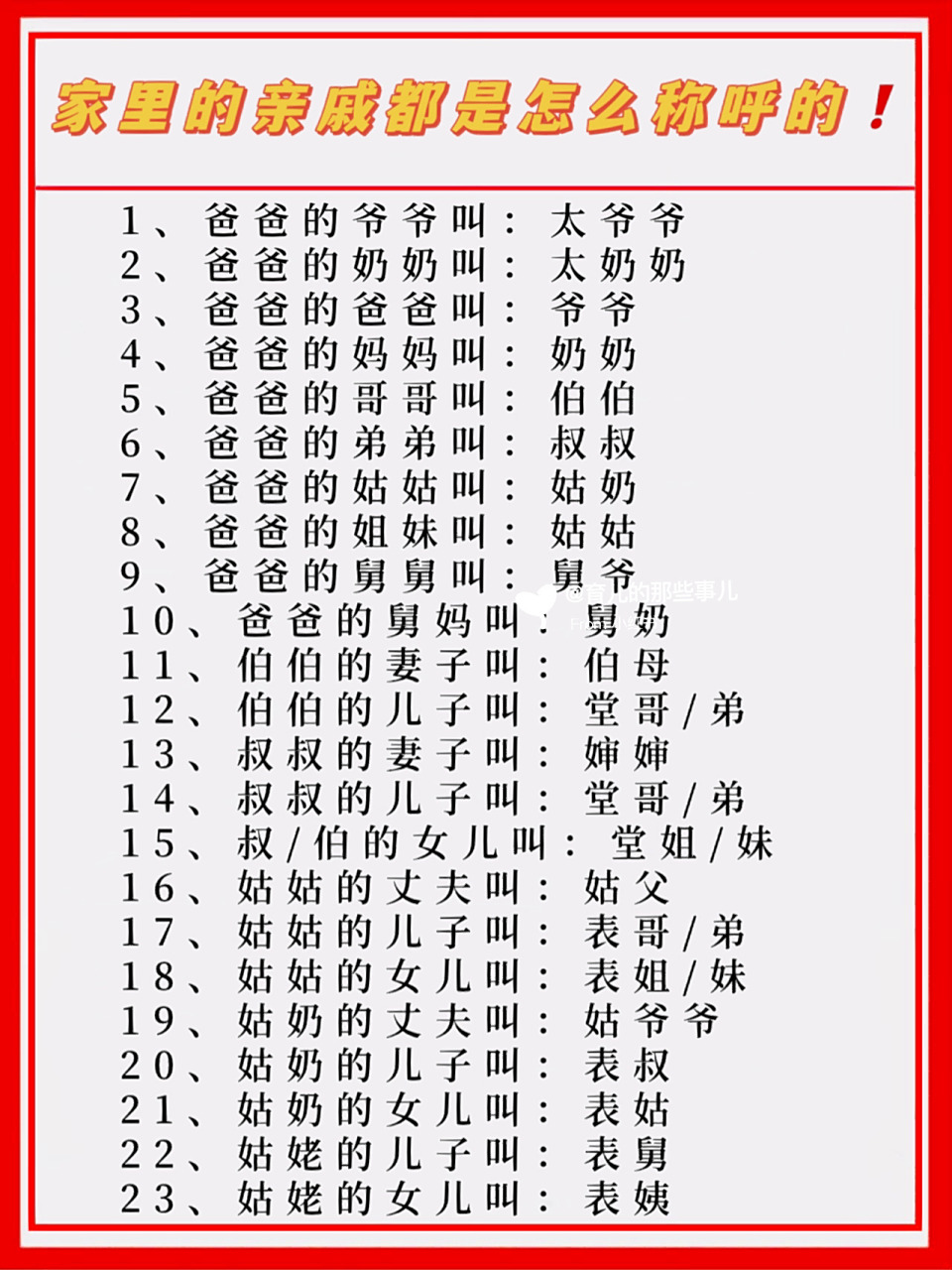 家里亲戚的叫法大全7515赶紧收藏7515 99 家里亲戚的叫法
