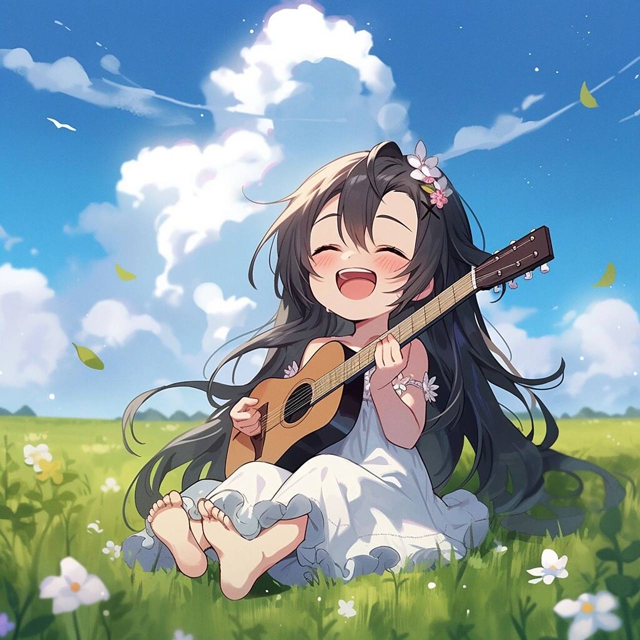 可爱女生头像:弹吉他的女孩