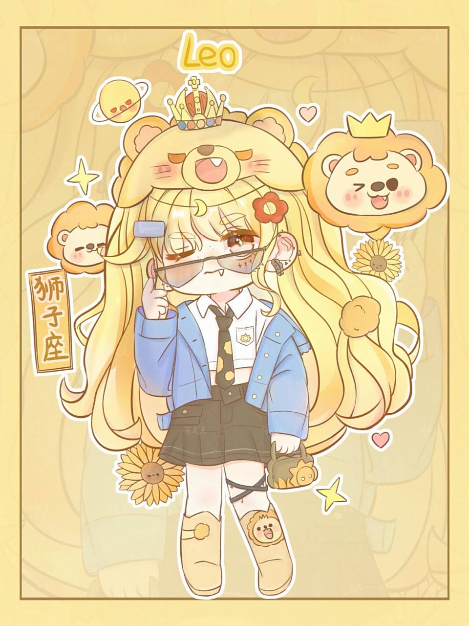 原创q版 |十二星座系列 |狮子座(19/100) 挑战画满100张q版原创人物第