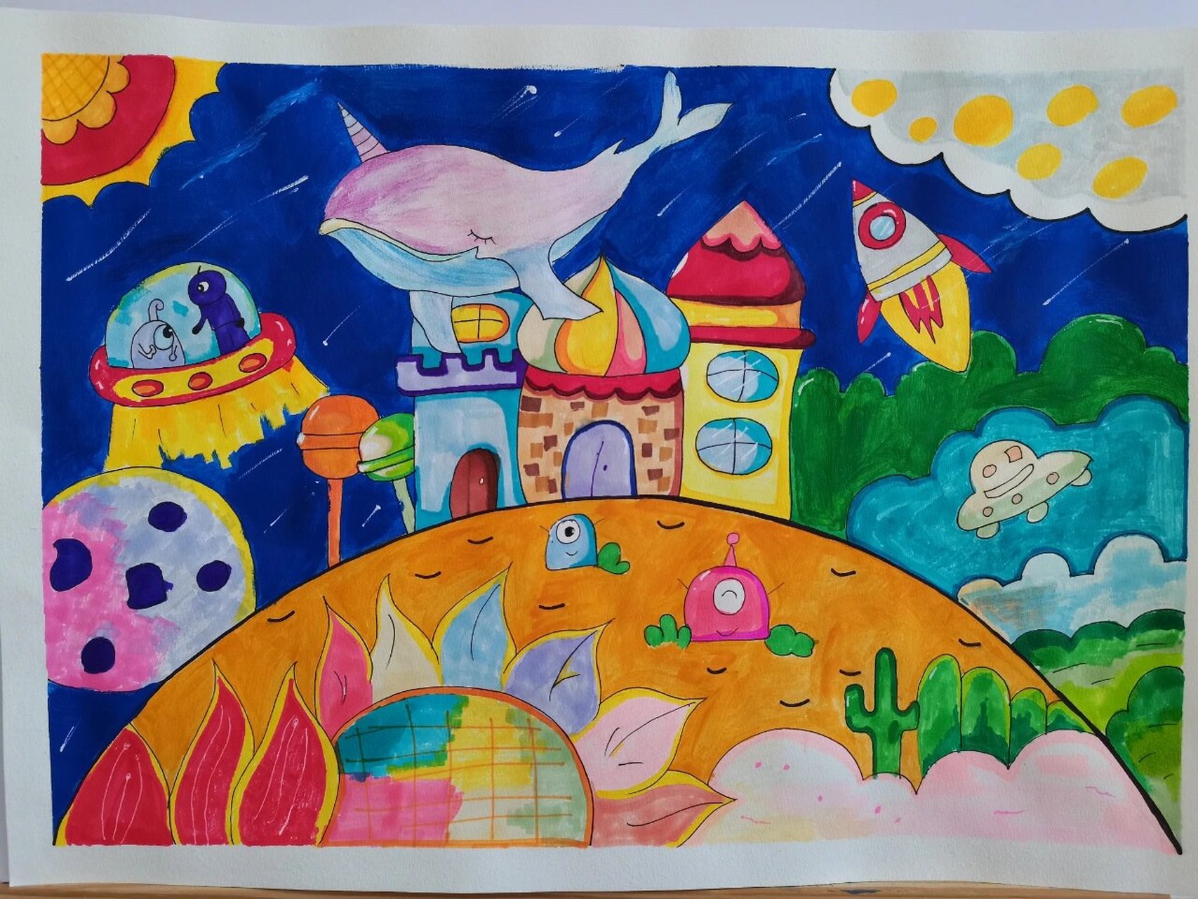 儿童科幻画 78《我的外太空》儿童科幻画主题画 784k画纸77hb