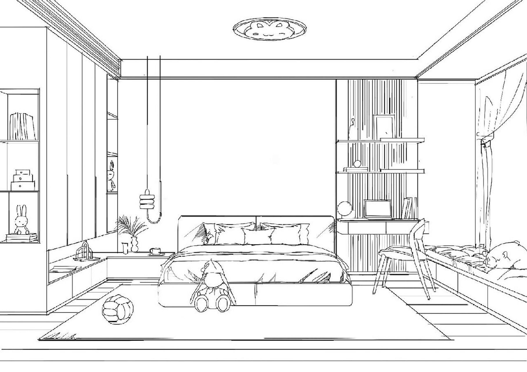 室内设计手绘效果图表现—儿童房 儿童房手绘效果图表现