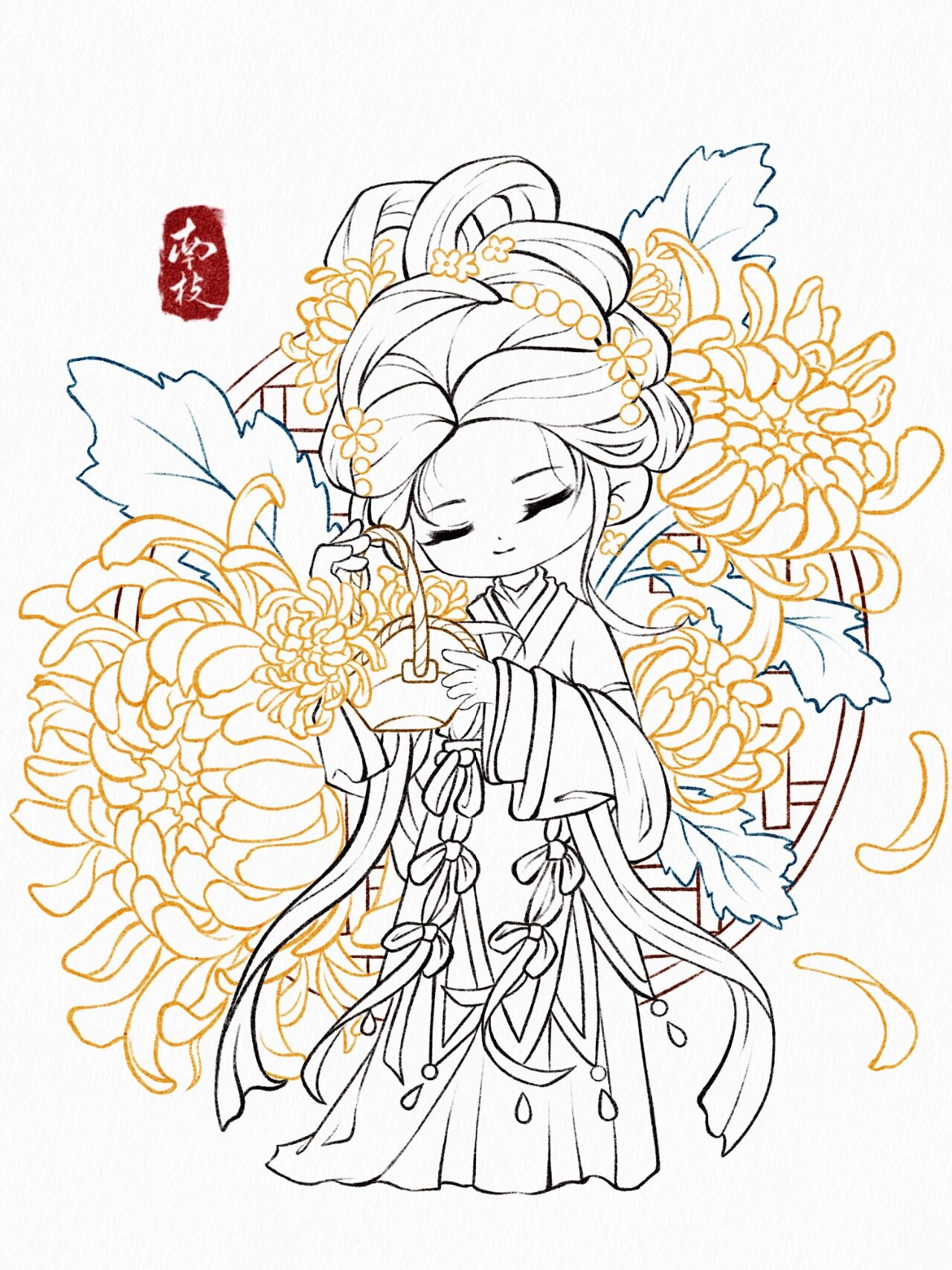 q版水彩全身小人