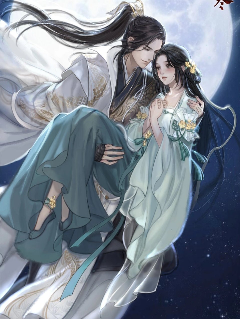 古风手绘插画情侣壁纸【遇见逆水寒】2 看来这种霸宠系美男子,比较深