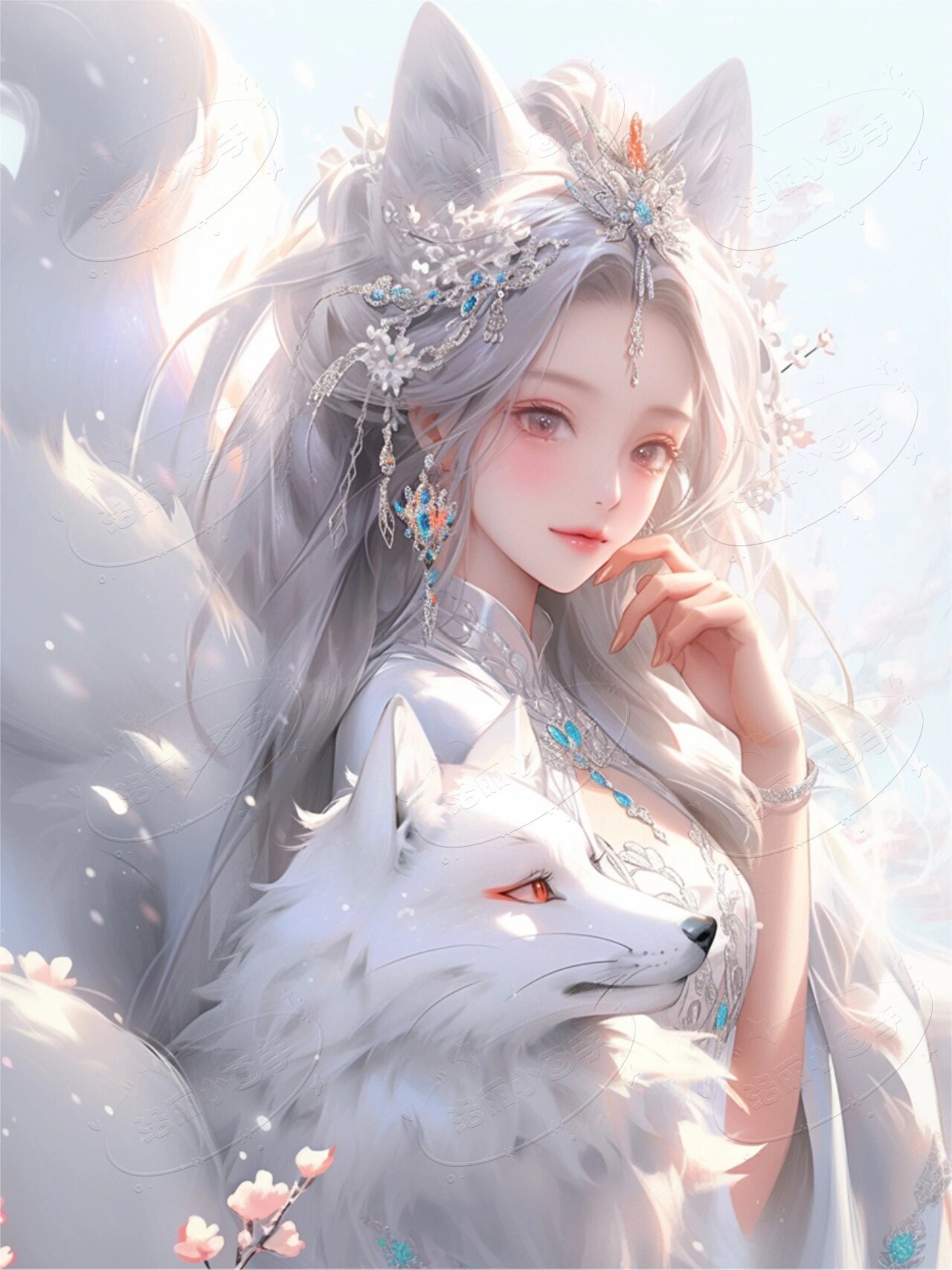 九尾白狐头像|这么可爱 快来抱走吧785图