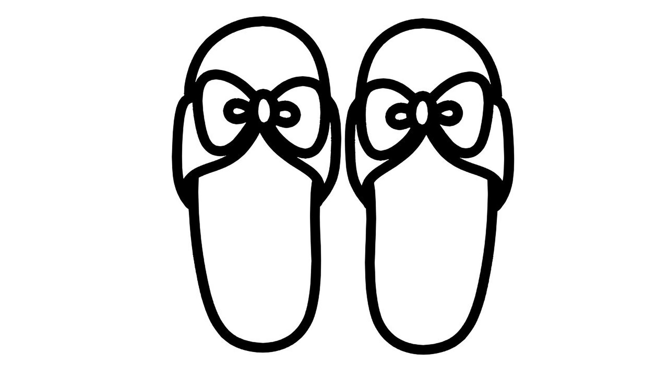 02【简笔画素材分享25】6双卡通拖鞋 分享6款卡通拖鞋高清线稿素材