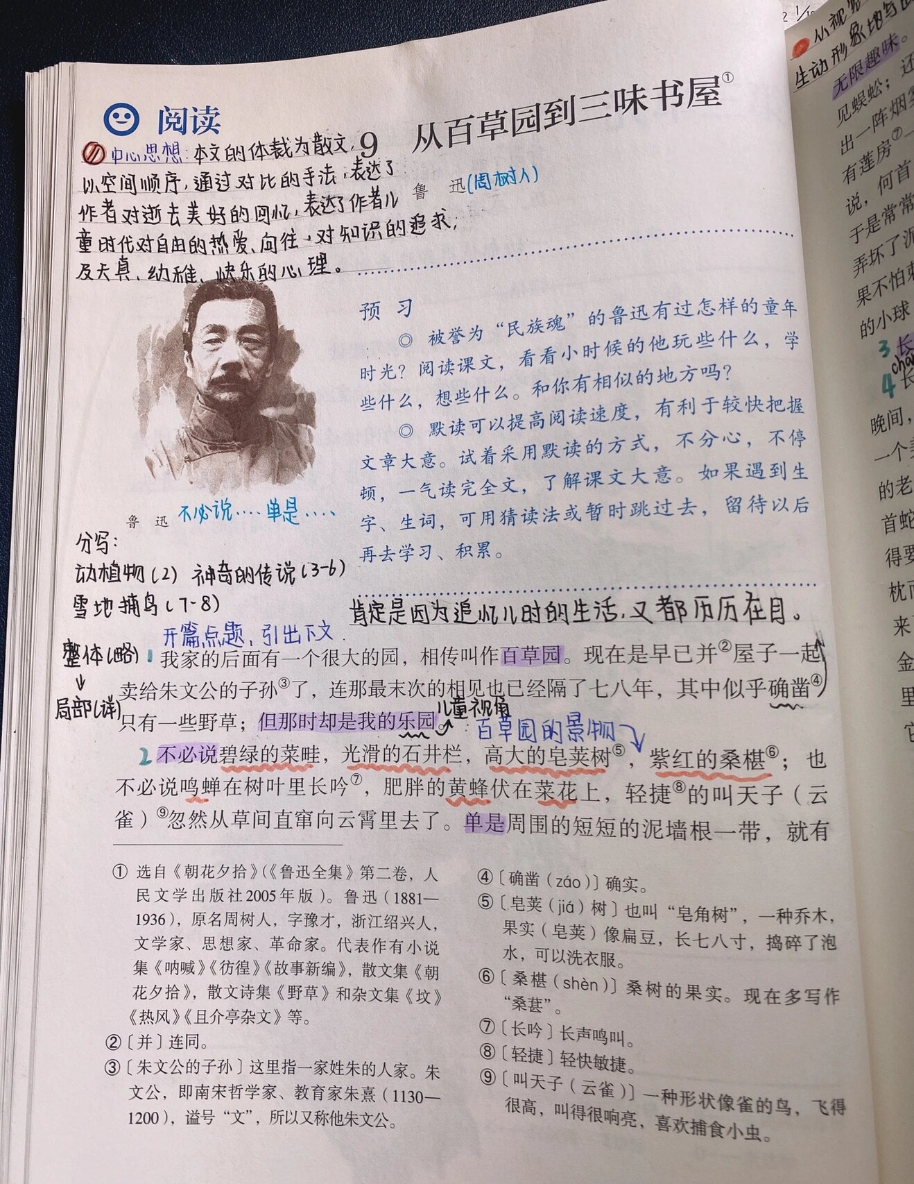七上语文笔记/第九课《从百草园到三味书屋》
