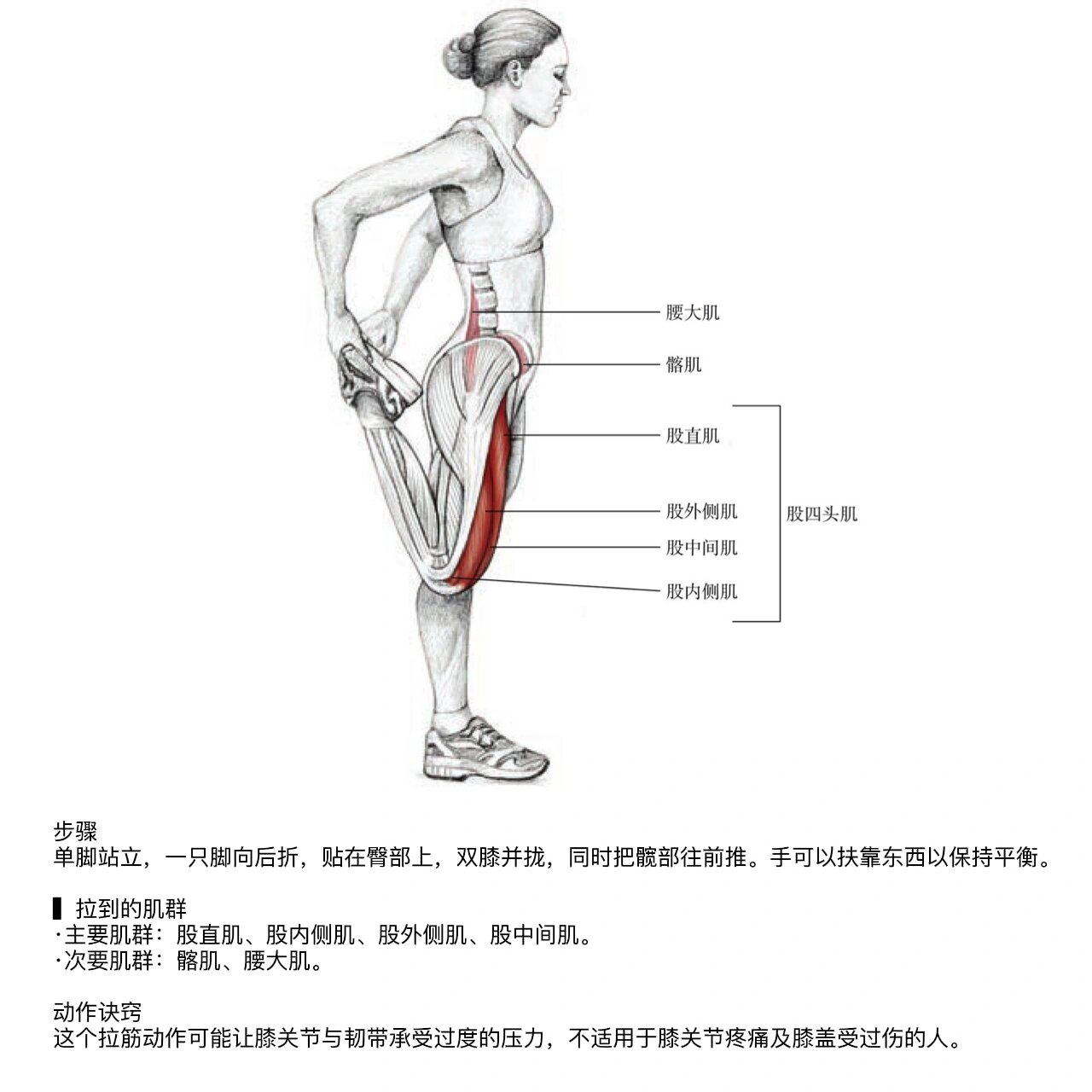 腿部肌肉拉伸动作图片