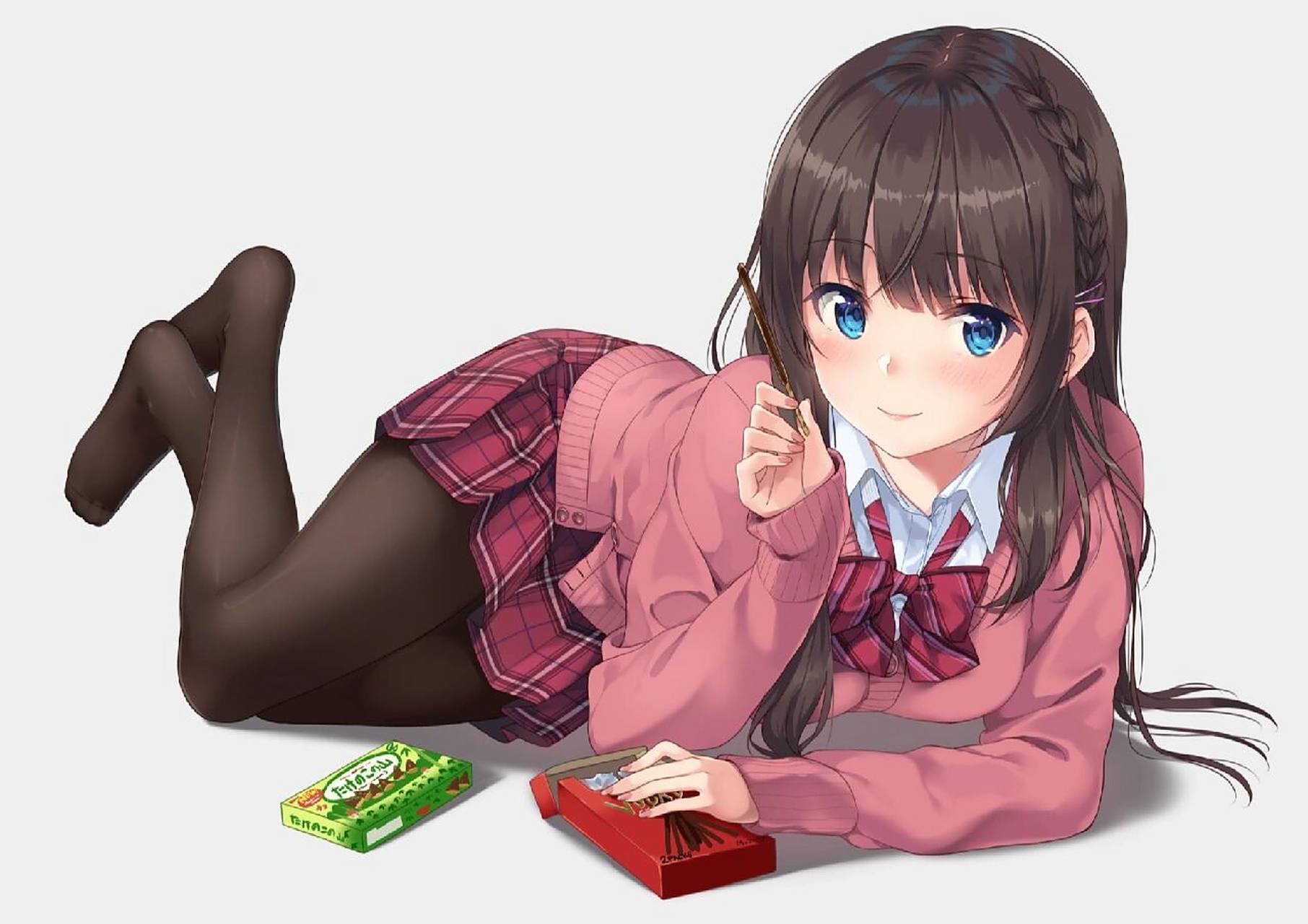 二次元|黑长直黑丝jk 画师:unasaka笔下原创角色牧鳩まき,清纯可爱