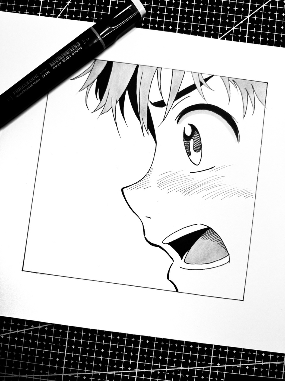 动漫人物手绘 73每日一练 73先画出九宫格辅助线呀!