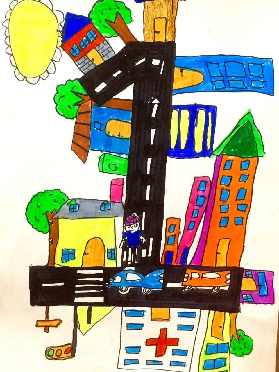 创意美术《数字公路》 创意画—适合一二年级学生