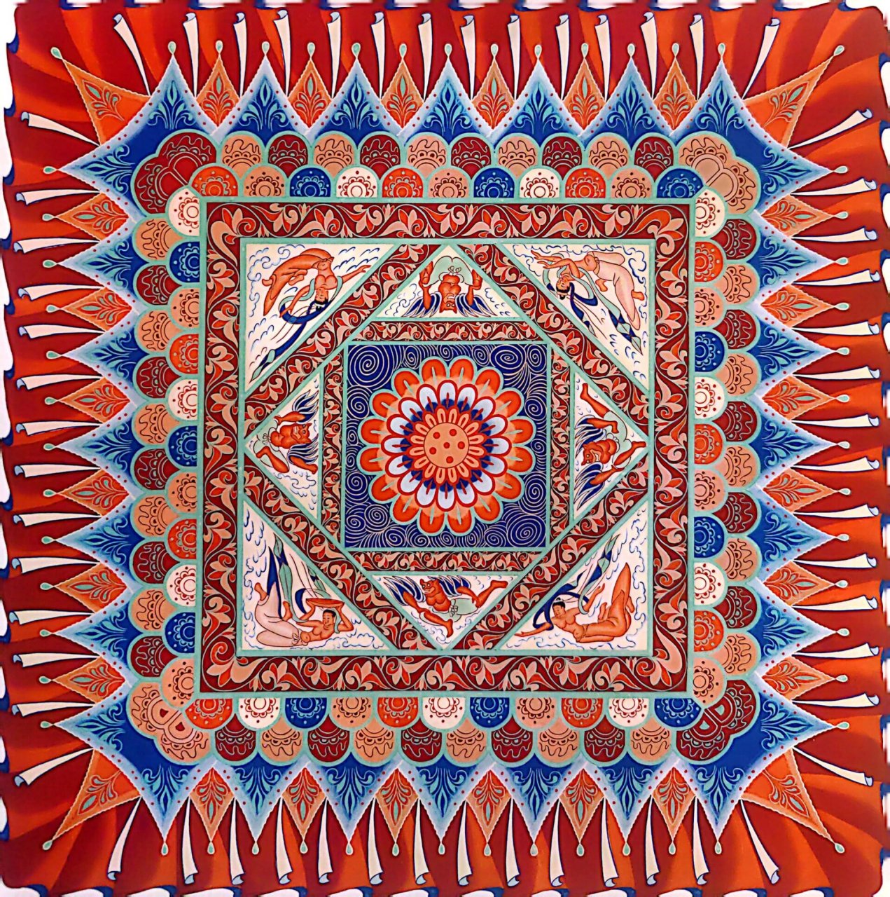 中国传统纹样--敦煌莲花纹《第一期》 图二:莲花飞天藻井 莫高窟 305