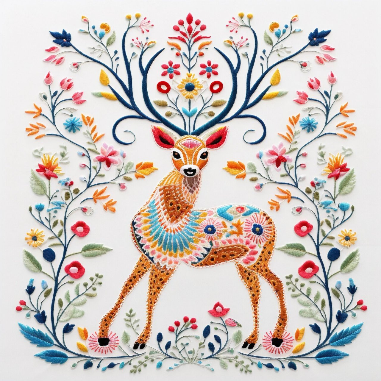 刺绣梅花鹿图案设计分享