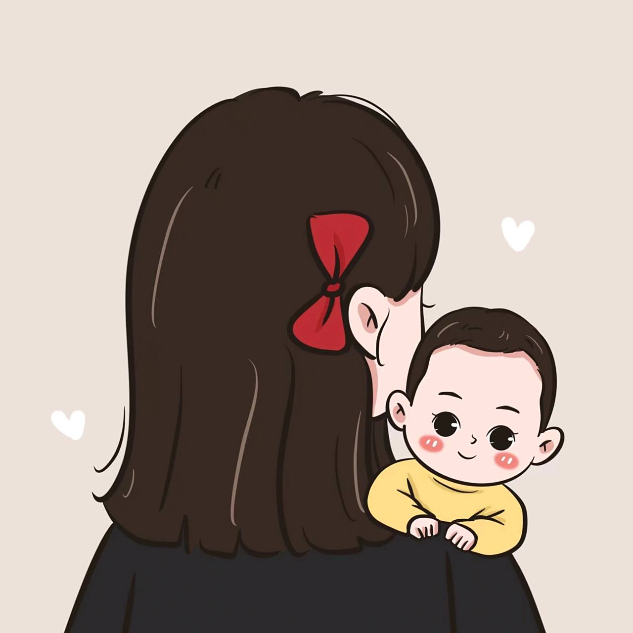 好有爱7815～亲子手绘全家福头像,亲子情侣 好可爱的宝宝和妈妈