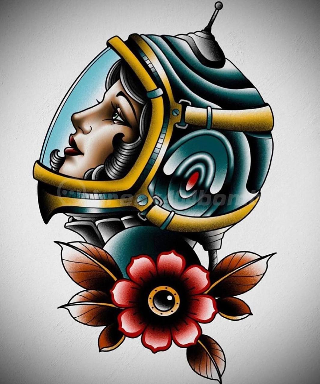 oldschool彩色花臂拼接纹身手稿 适合拼接花臂的中大图 · · · #old