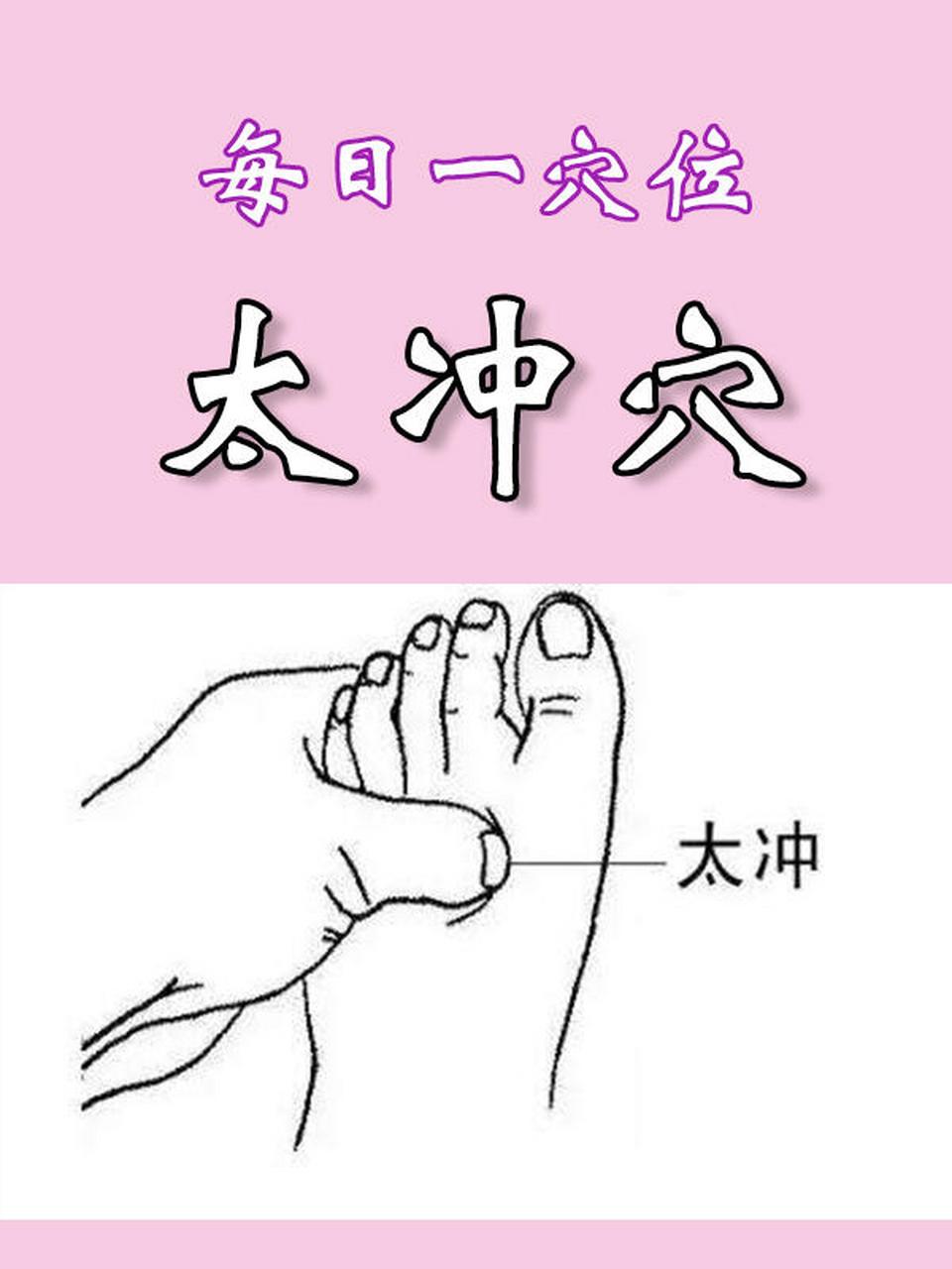 每日一穴位(三)太冲穴 【定位】在足背侧,当第一,二跖骨间隙的后方