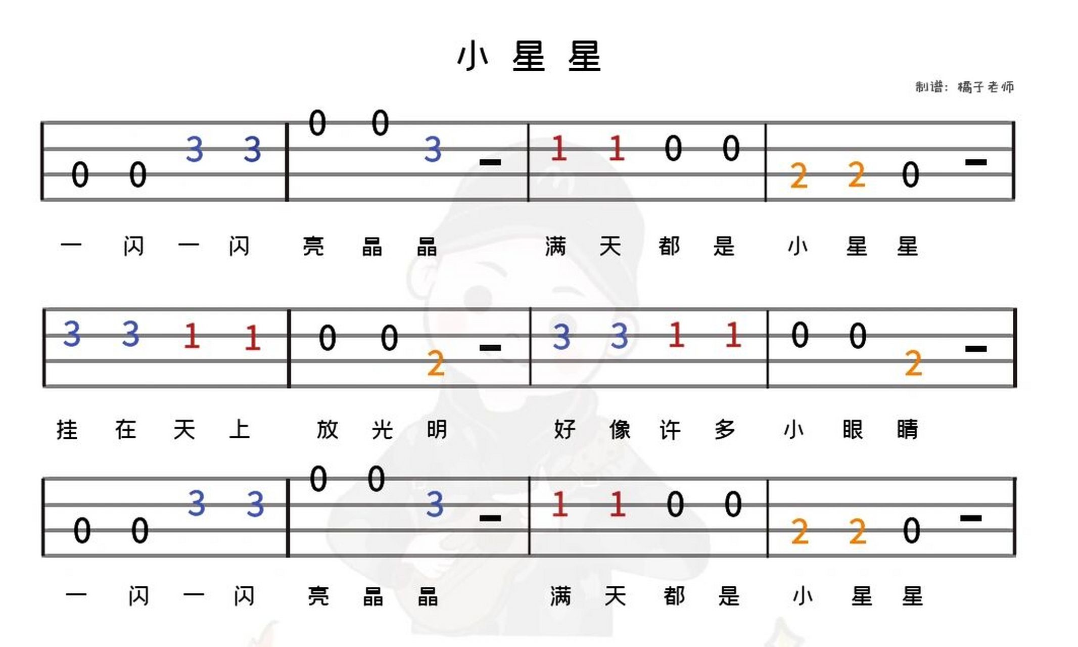 尤克里里音乐谱小星星图片