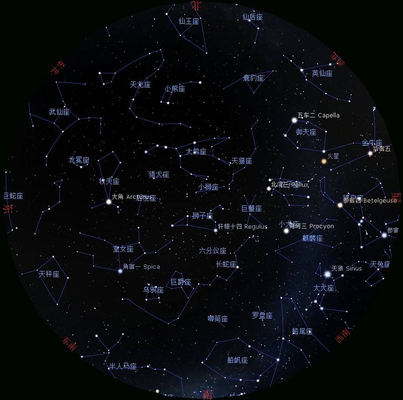 一张图教你认识春季星空 快收藏!