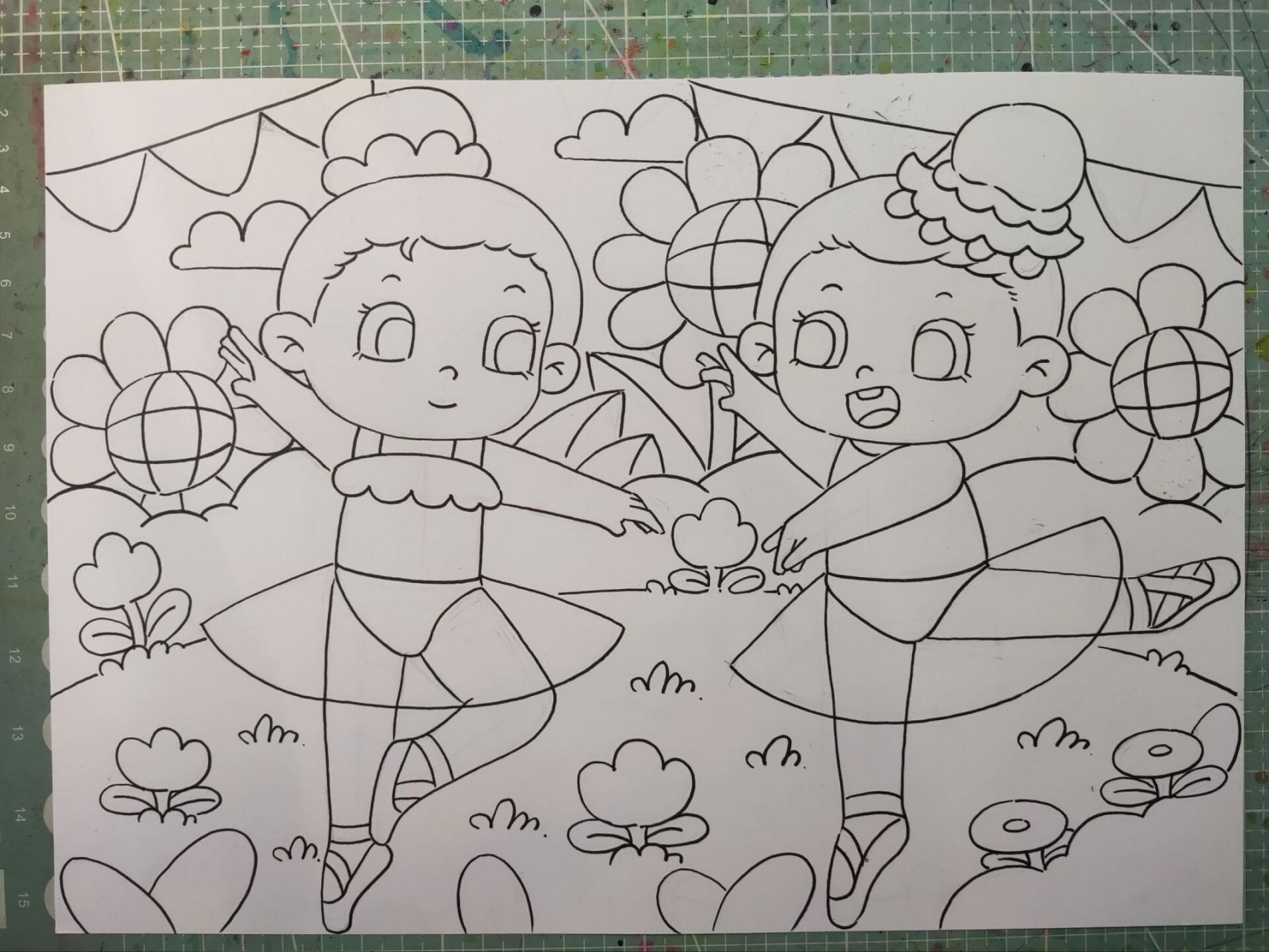 马克笔儿童画主题〔爱跳舞的女孩〕       斯尼尔马克笔40色～ 斯塔