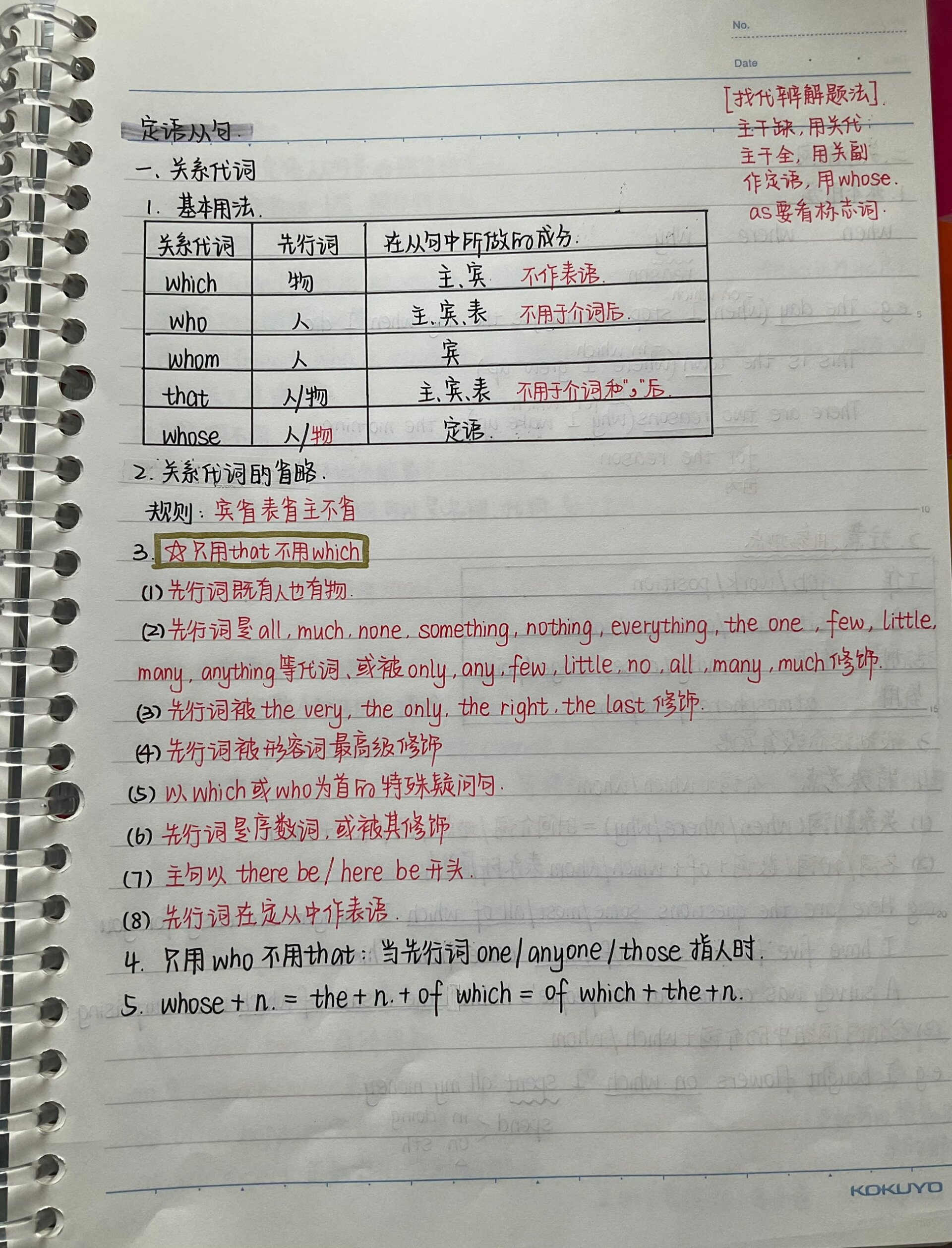 高中英语——定语从句 个人笔记,不喜勿喷 顺便祝各位中秋国庆快乐呀