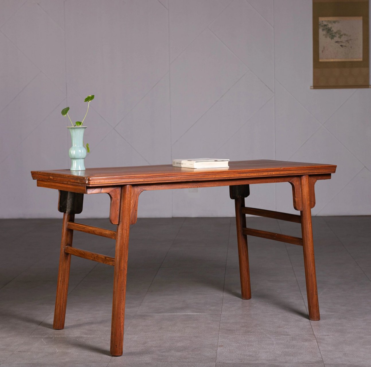 清晚期 蘇工 明式榉木夹头榫素刀牙画桌 【详情】此画桌刀牙板,梯子枨