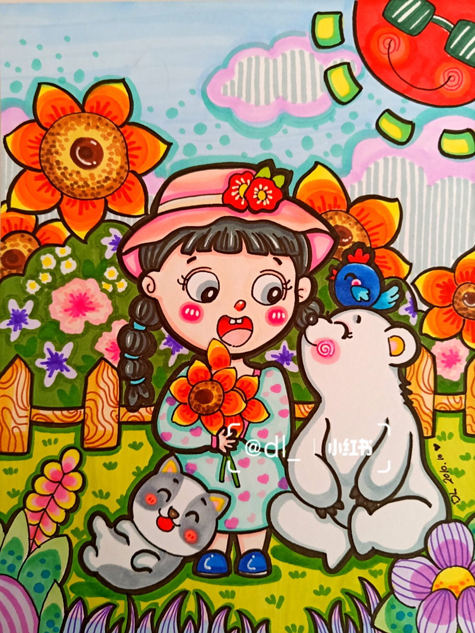 儿童画 我爱大自然主题 参照插画,二次创作,看着很温暖的画 工具 94