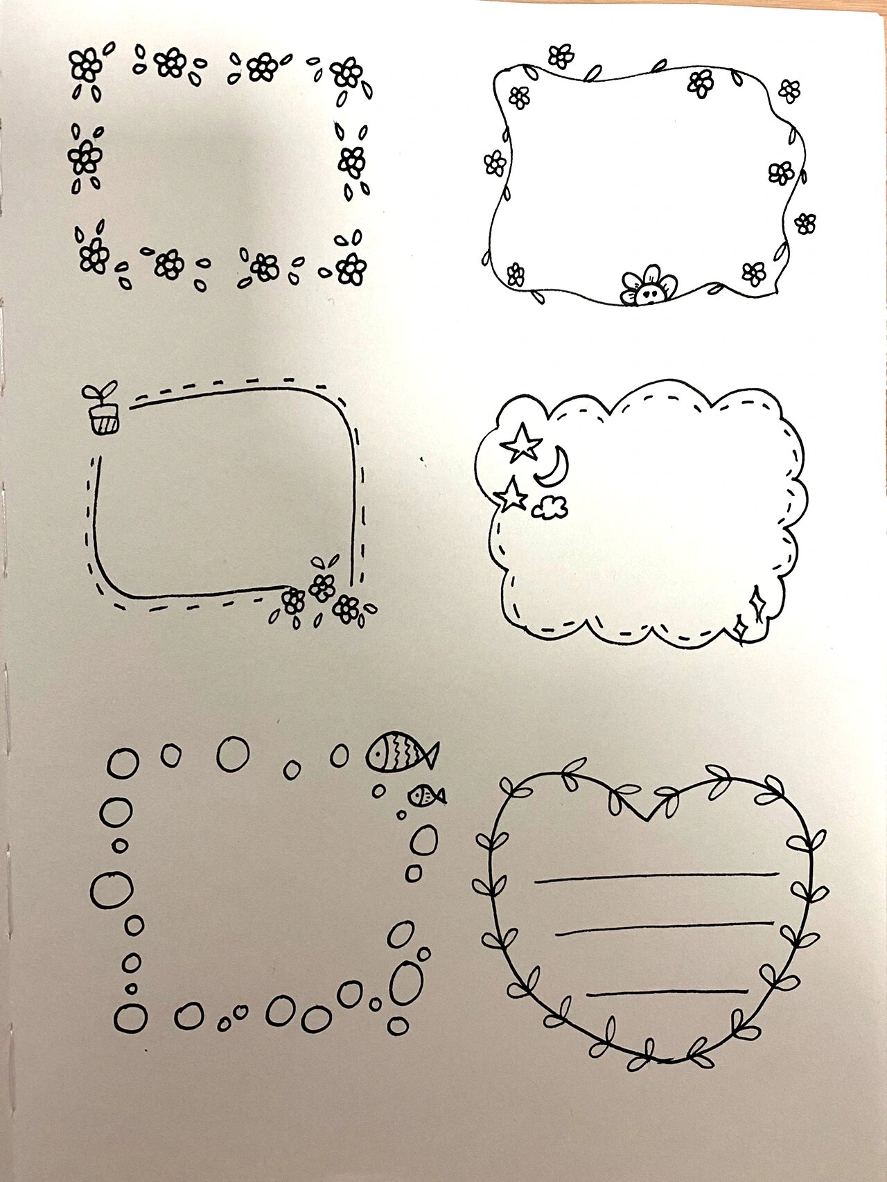 手帐素材分享 植物简笔画 手绘清新风手帐边框 手抄报排版 手绘幼儿