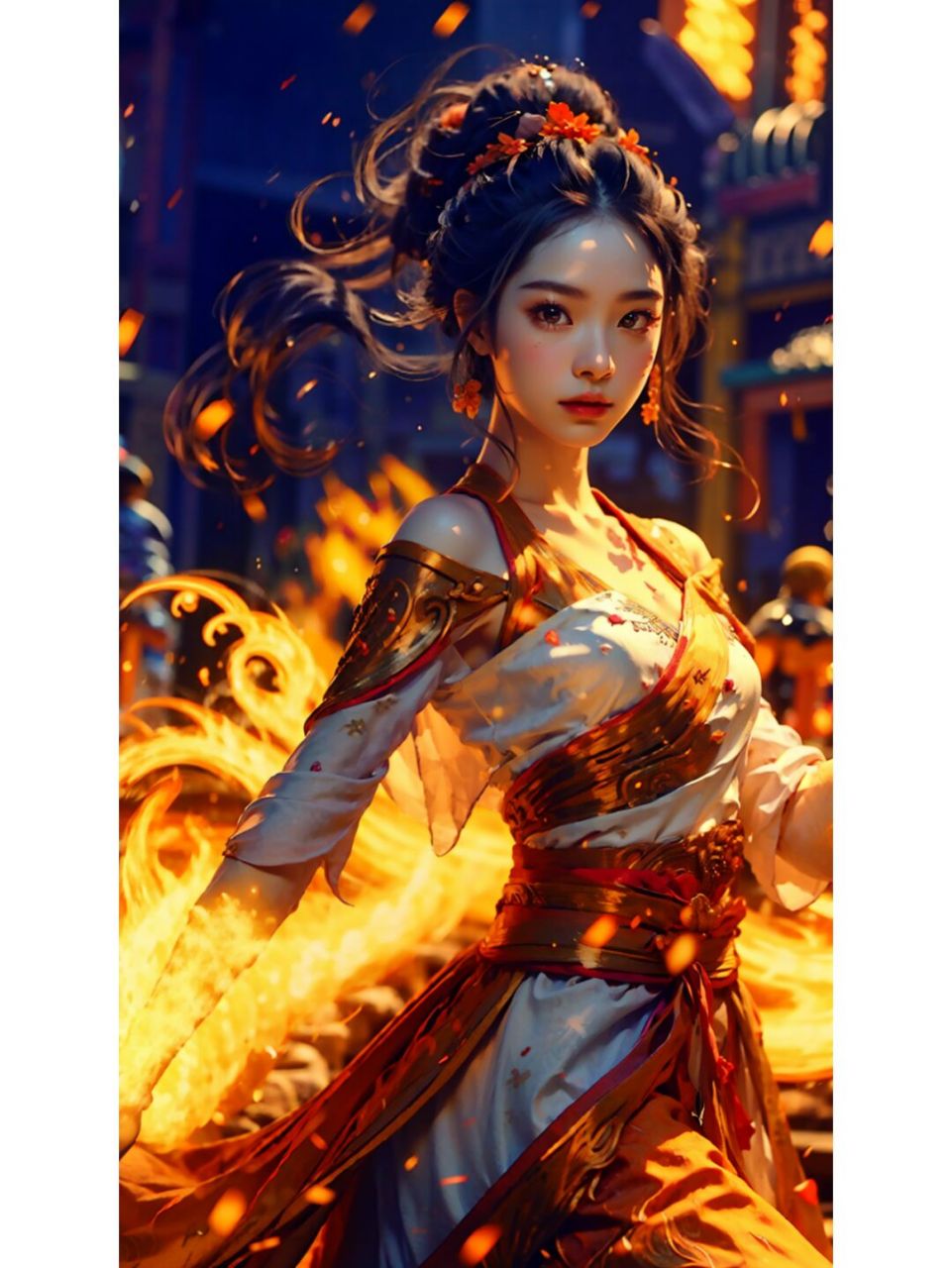 【手机壁纸】炎炎夏日的火系魔法少女 #手机壁纸#0202#神明少女