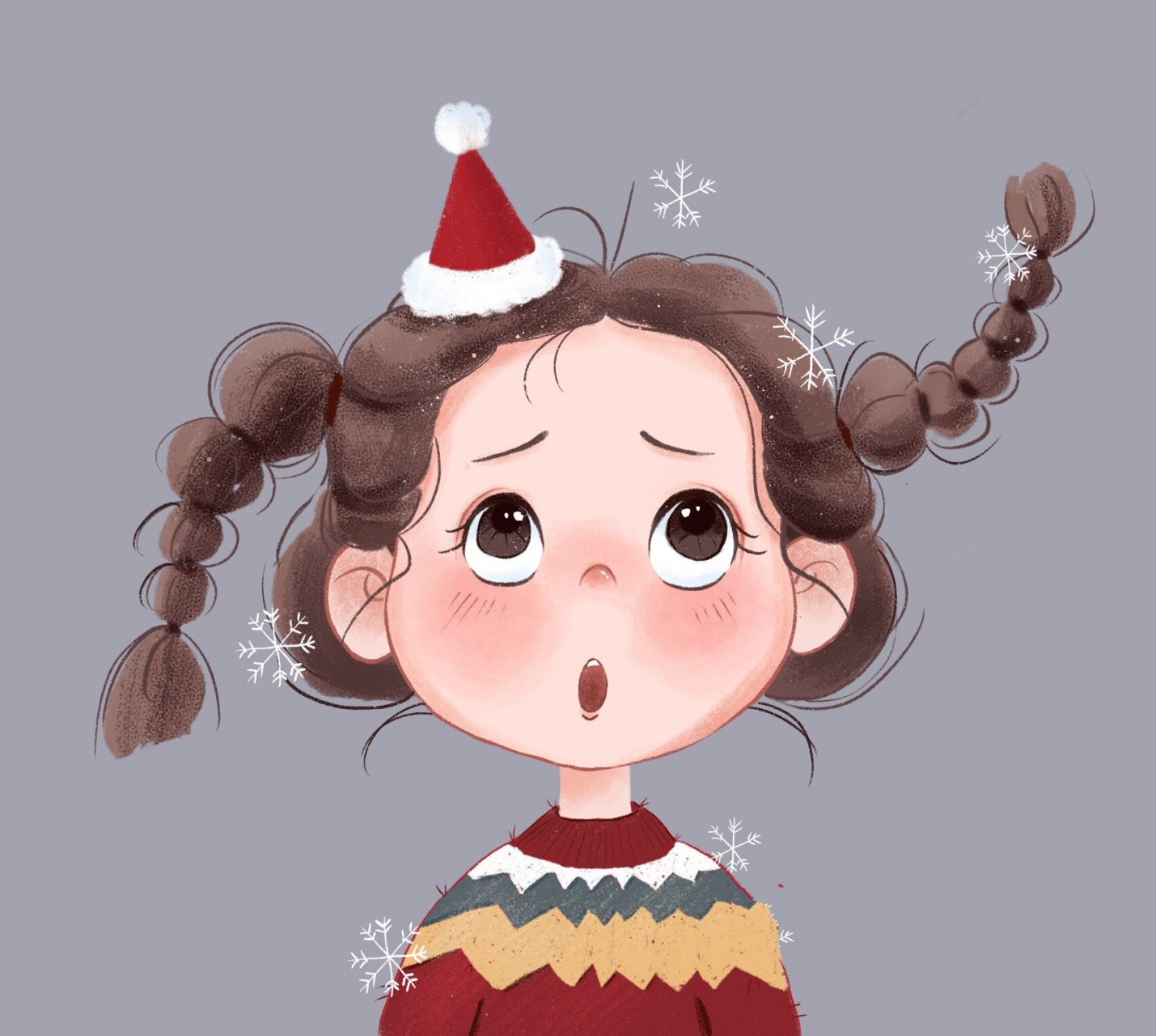 手绘头像 圣诞小女孩