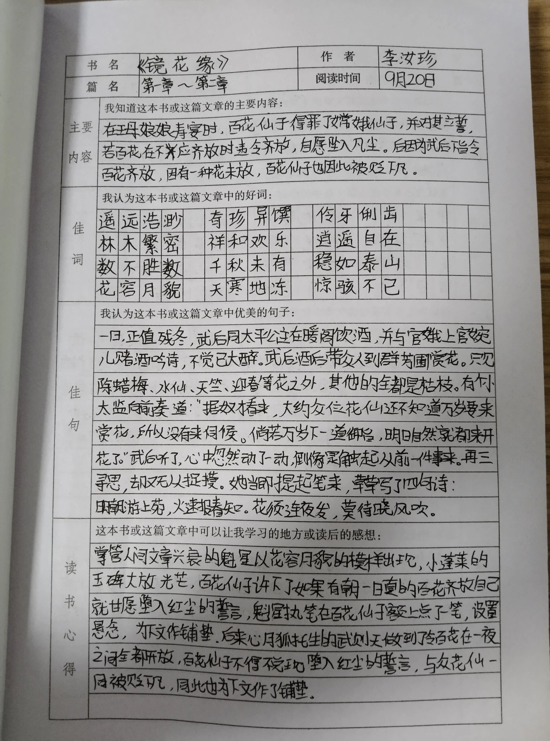 镜花缘读书小报图片